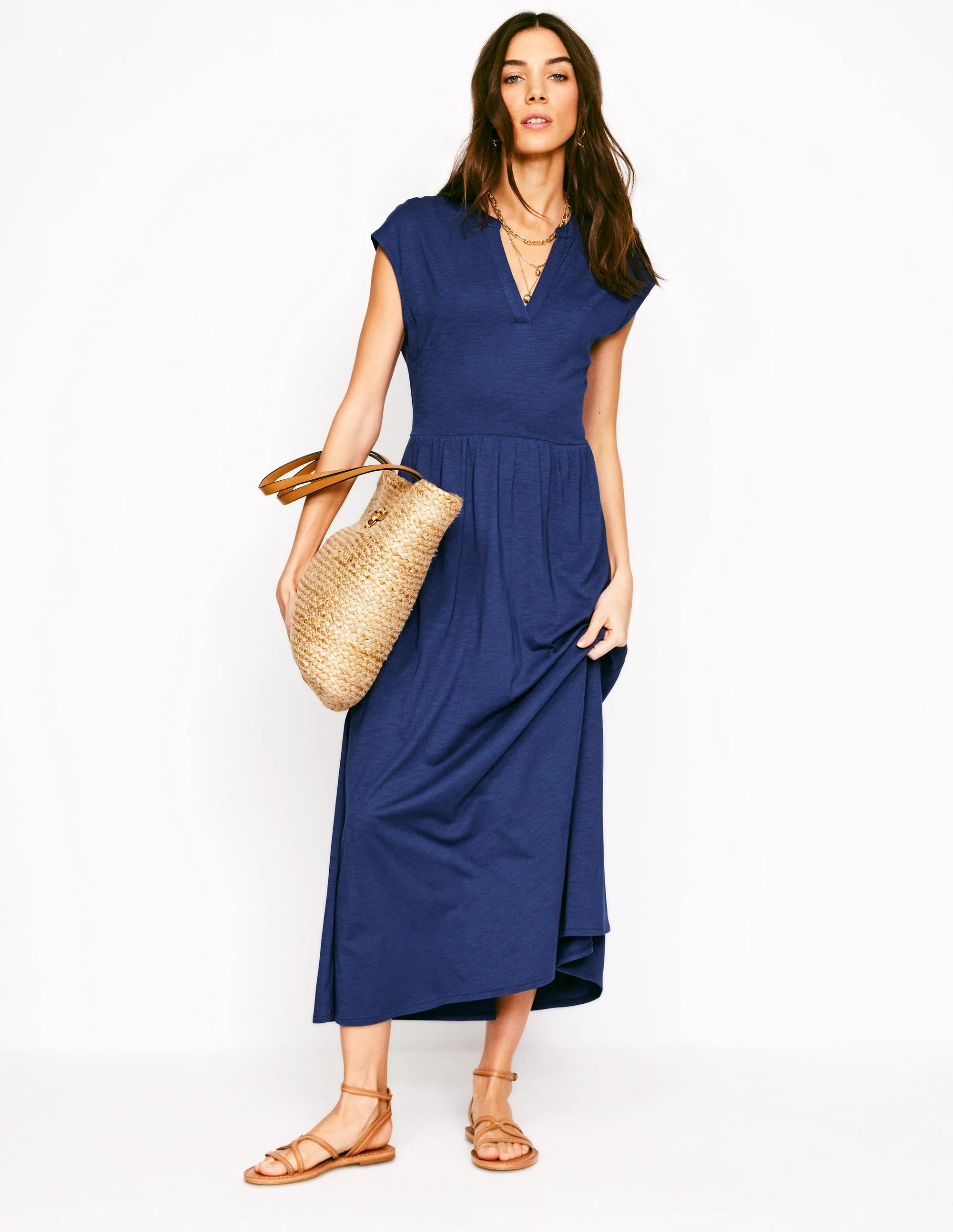 Chloe Jersey Midi Dress-Starboard Blue