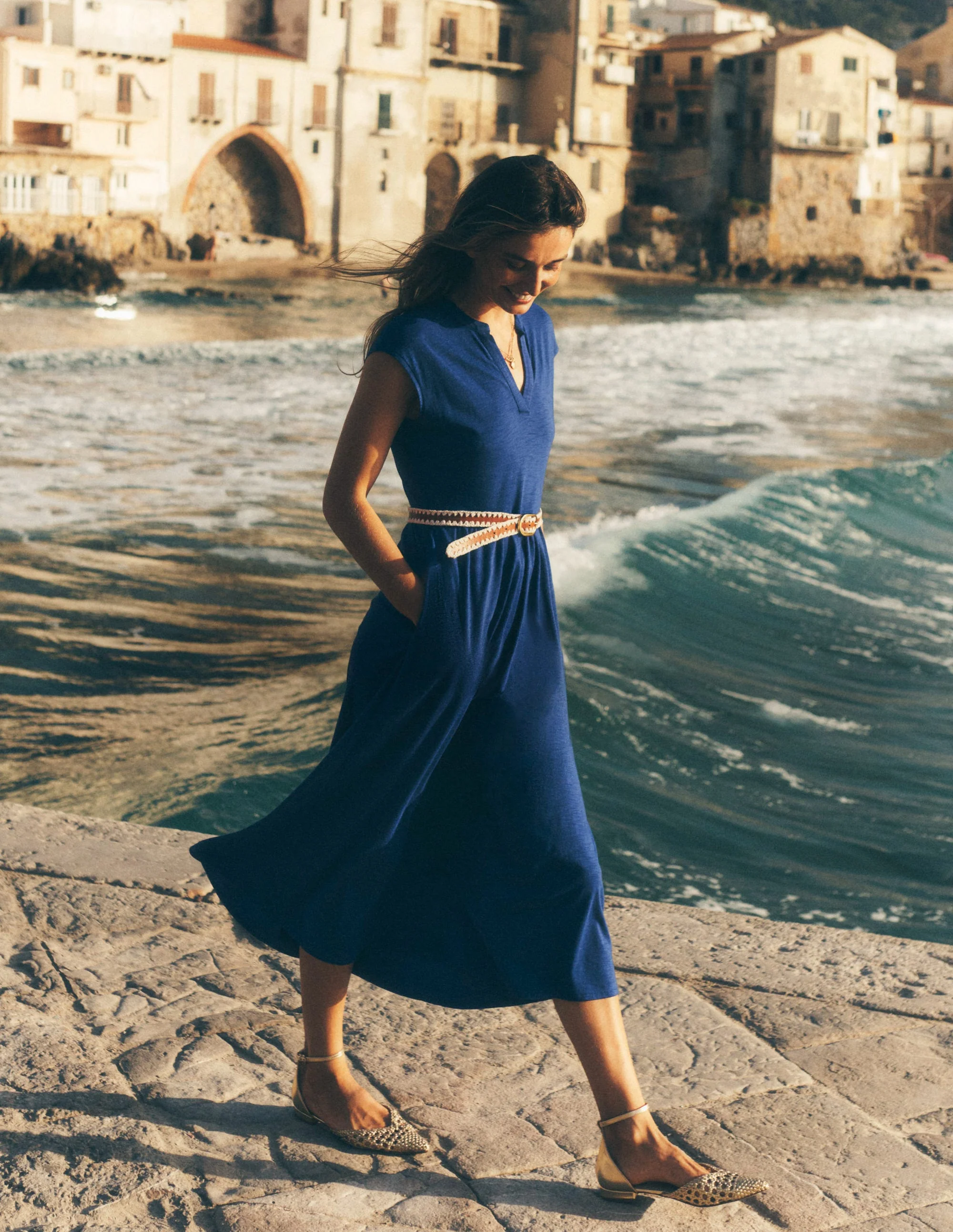 Chloe Jersey Midi Dress-Starboard Blue - Image 2