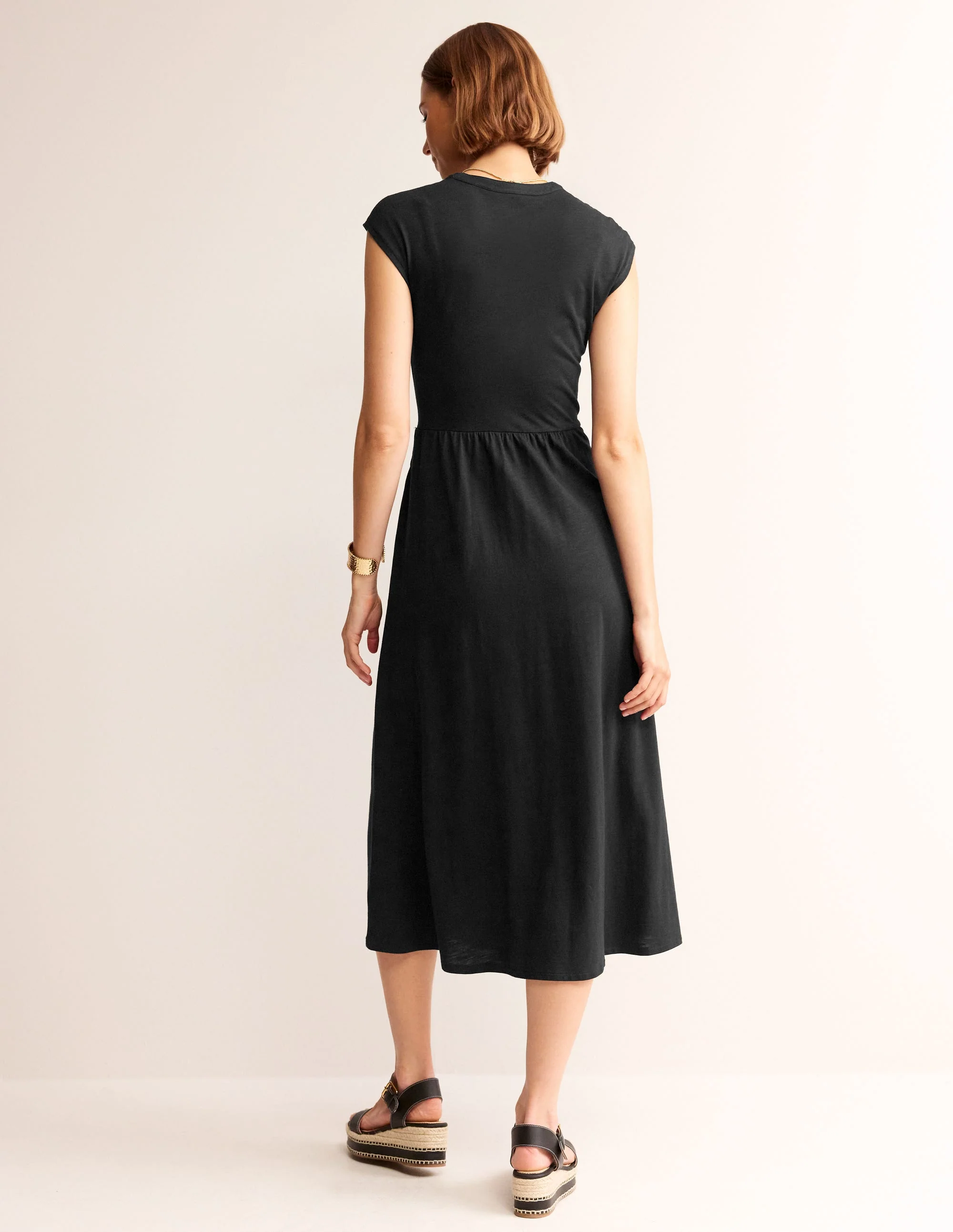 Chloe Notch Jersey Midi Dress-Black - Image 3
