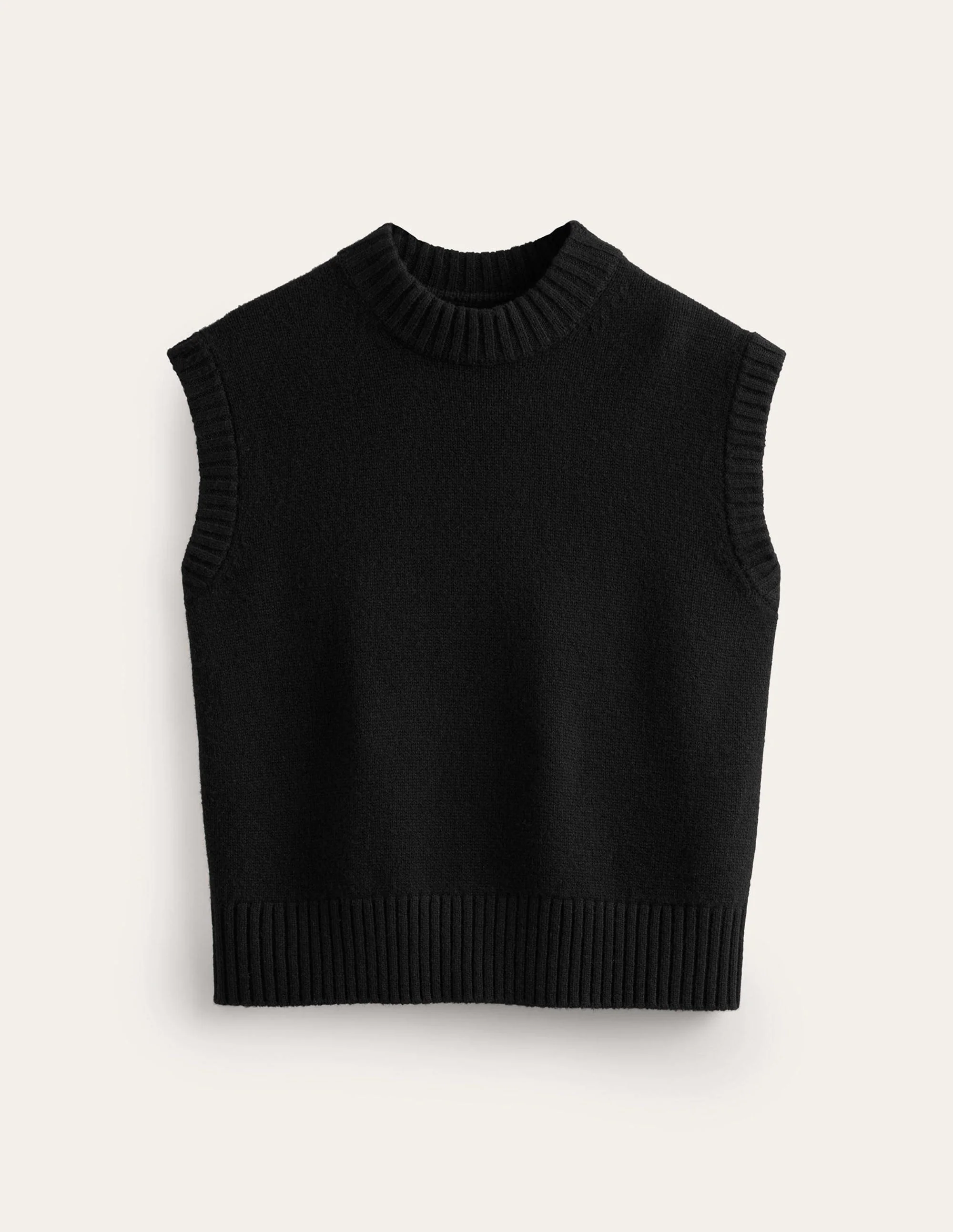 Chunky Cashmere Crew Neck Vest-Black - Image 7