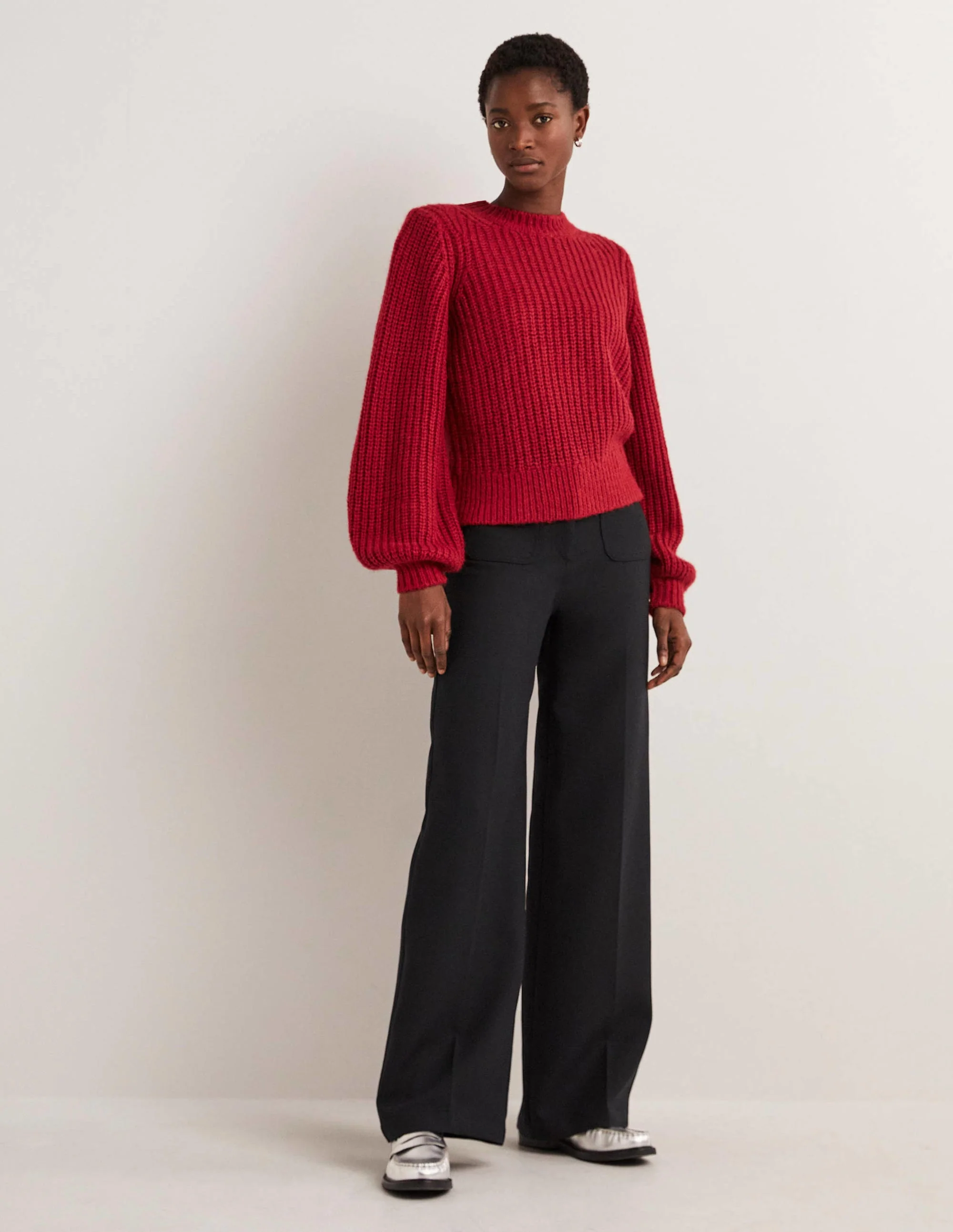 Chunky Ribbed Sweater-Ruby Red - Image 5