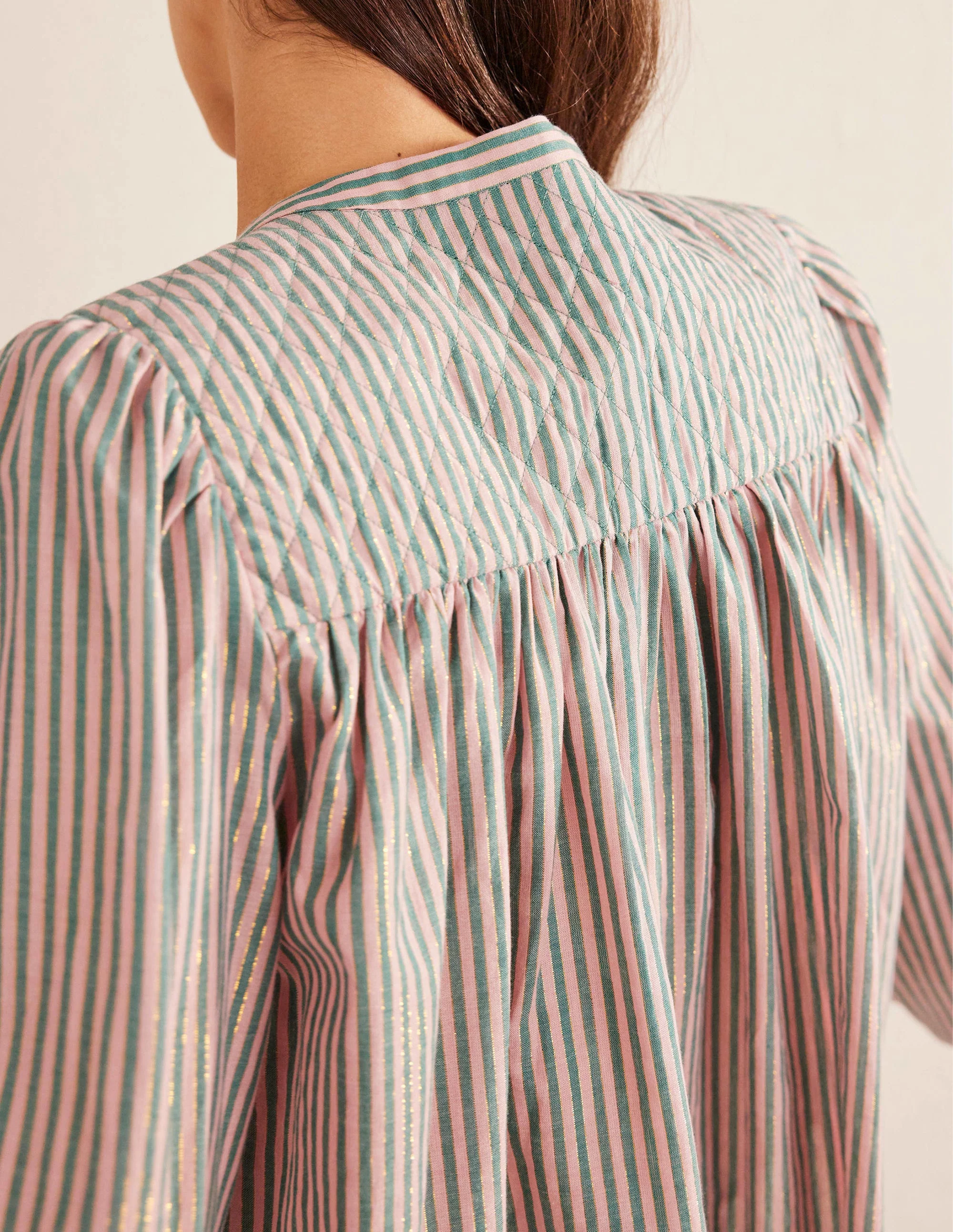 Circle Cut Peasant Blouse-Pink and Green Sparkle Stripe - Image 2