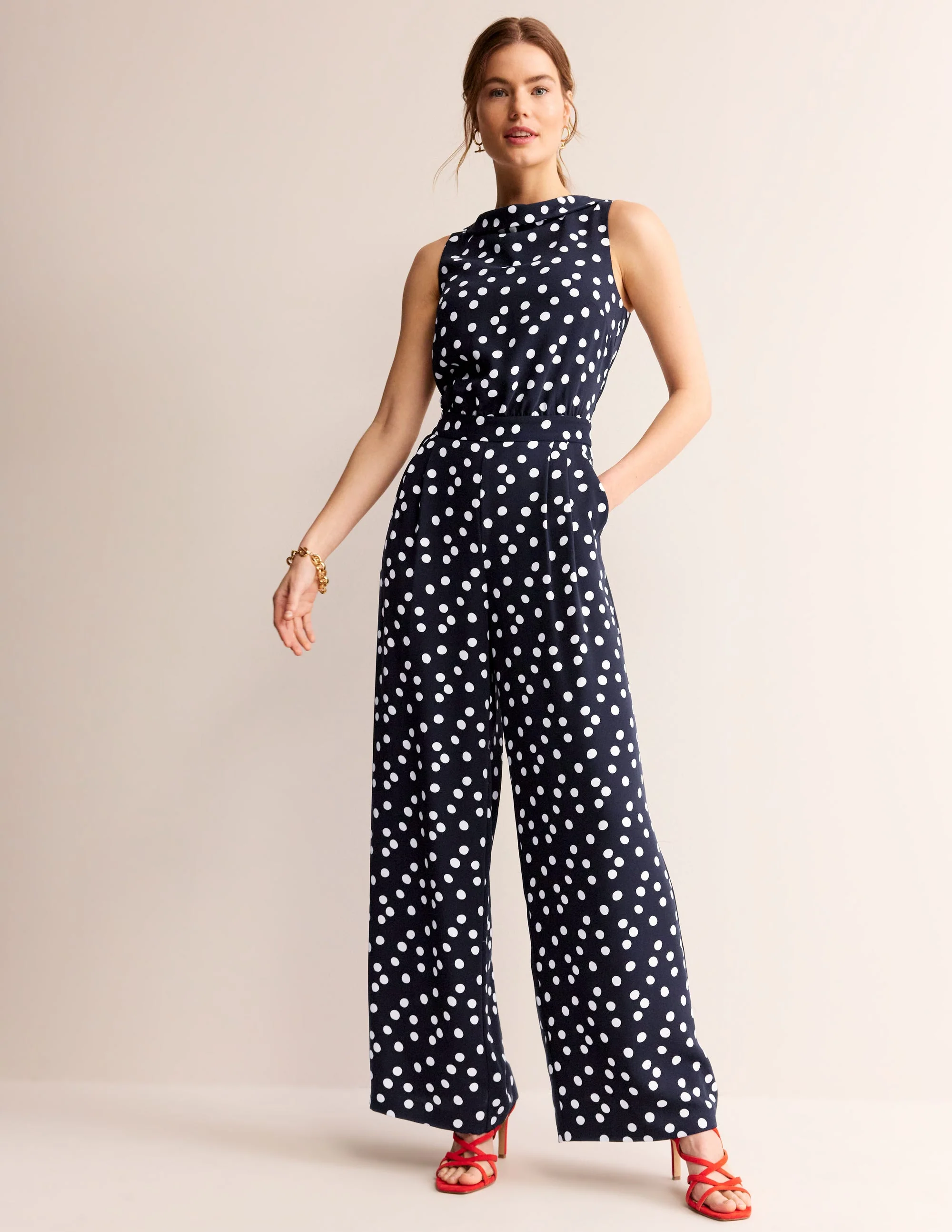 Clarissa Jumpsuit-Navy, Abstract Dot - Image 2