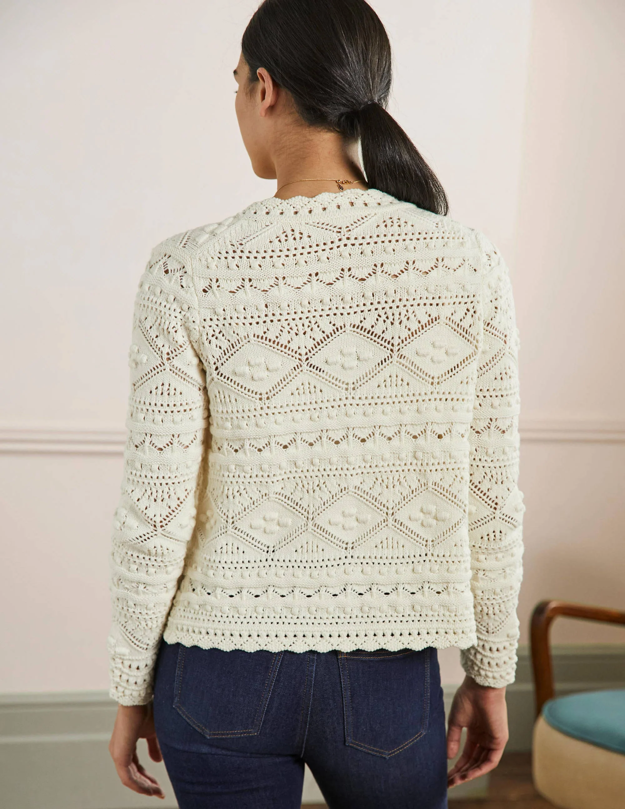 Claudia Textured Knit Cardigan-Ivory - Image 3