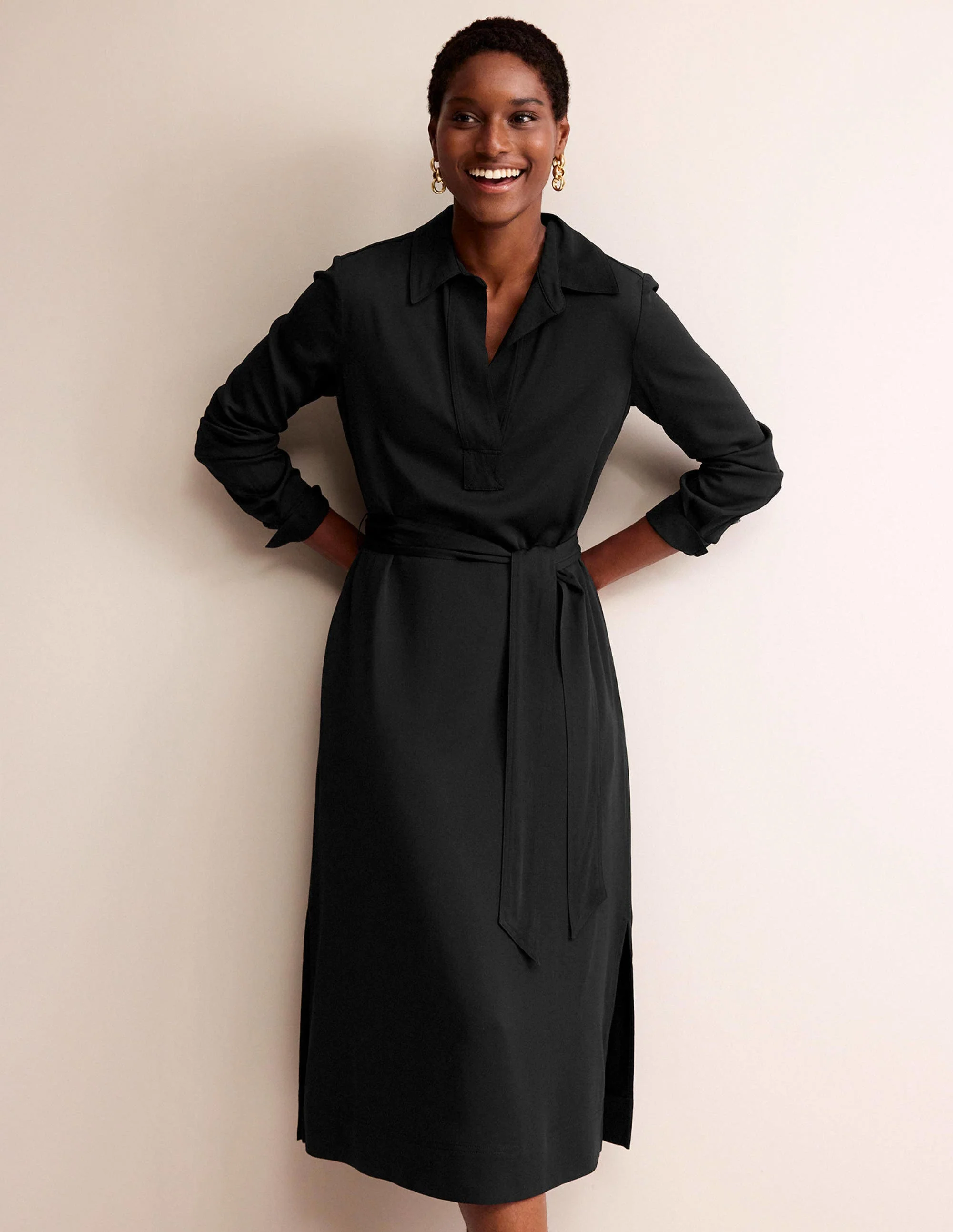 Clean Midi Pop Over Dress-Black - Image 4