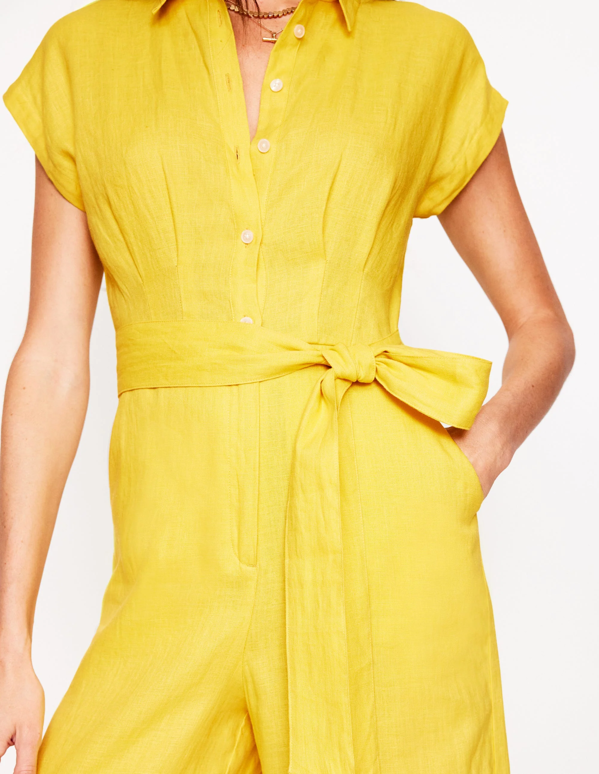 Colette Linen Jumpsuit-Pineapple Yellow - Image 2