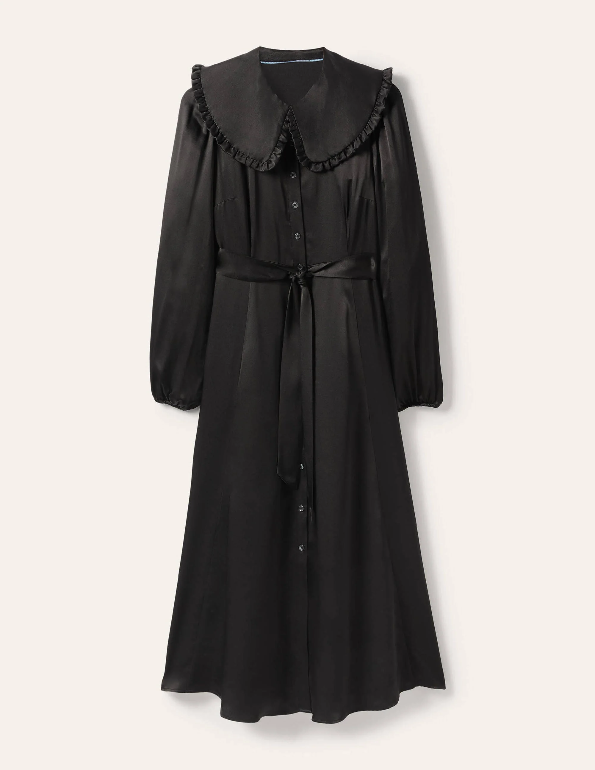 Collar Shirt Dress-Black - Image 5