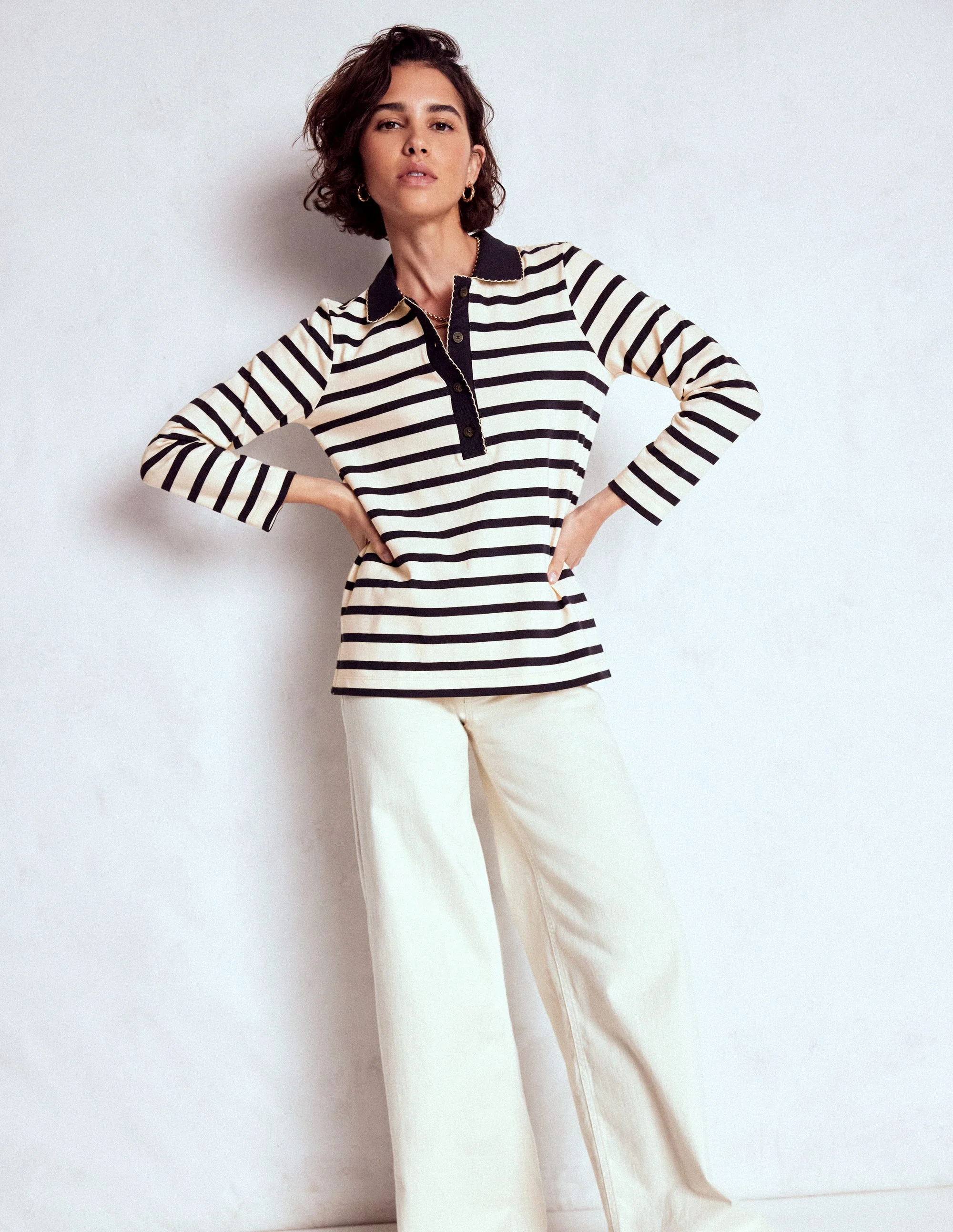 Collared Mariner-Ivory and French Navy Stripe - Image 4