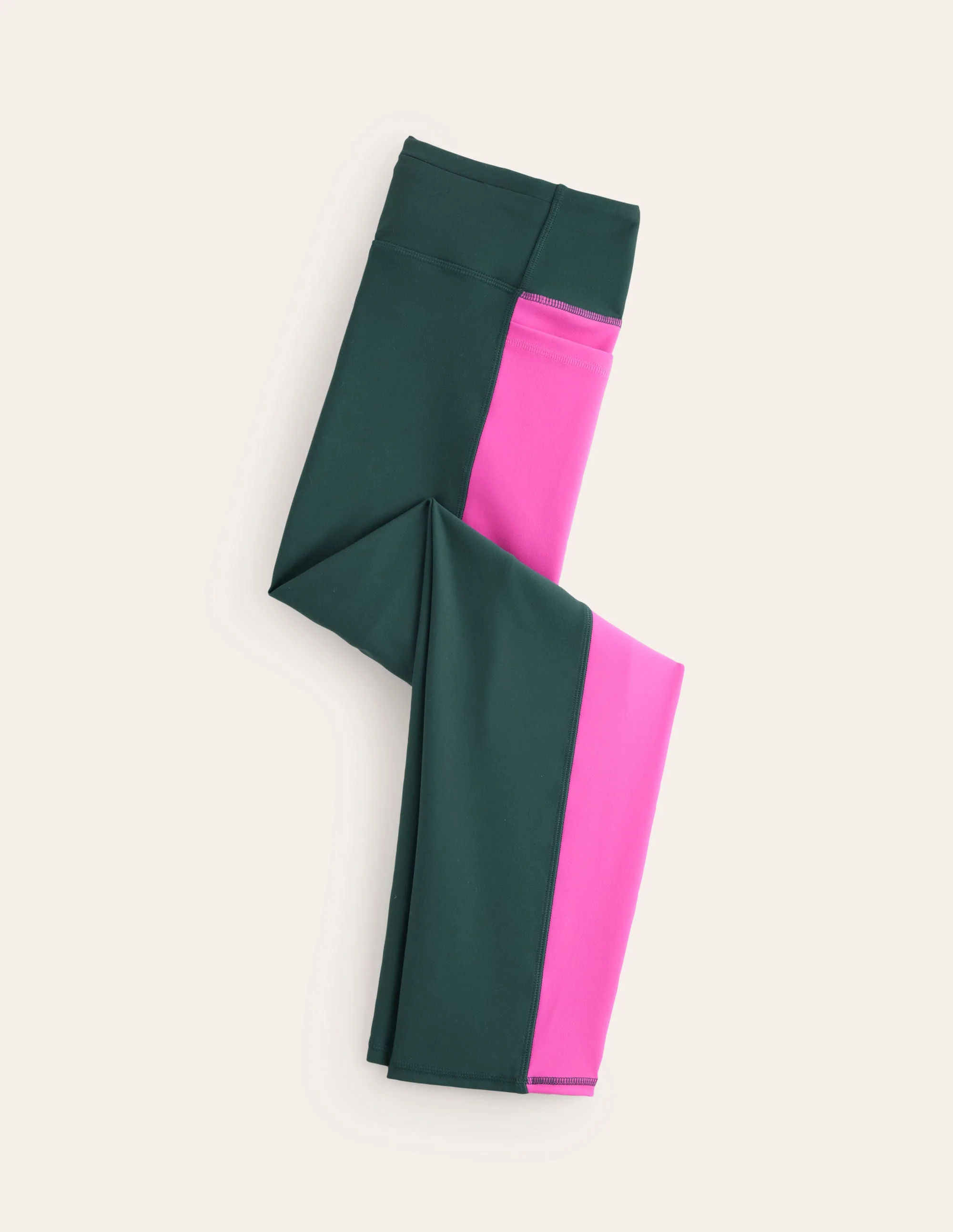 Colour Block 7/8 Leggings-Green/Pink Colourblock - Image 5