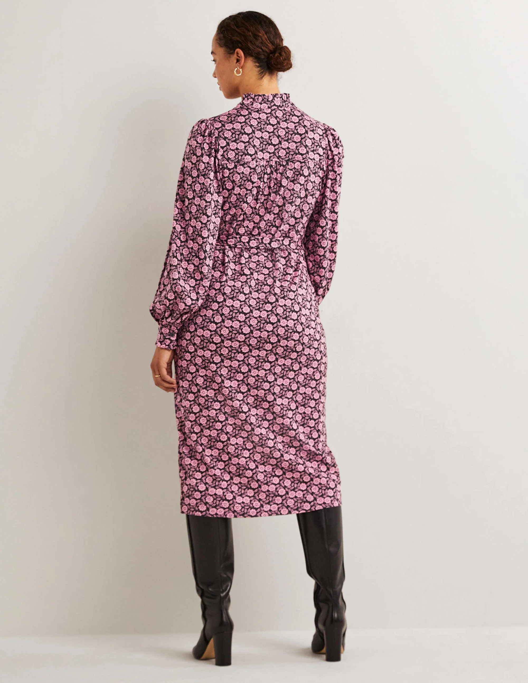 Column Jersey Midi Shirt Dress-Wild Rose, Botanica - Image 3
