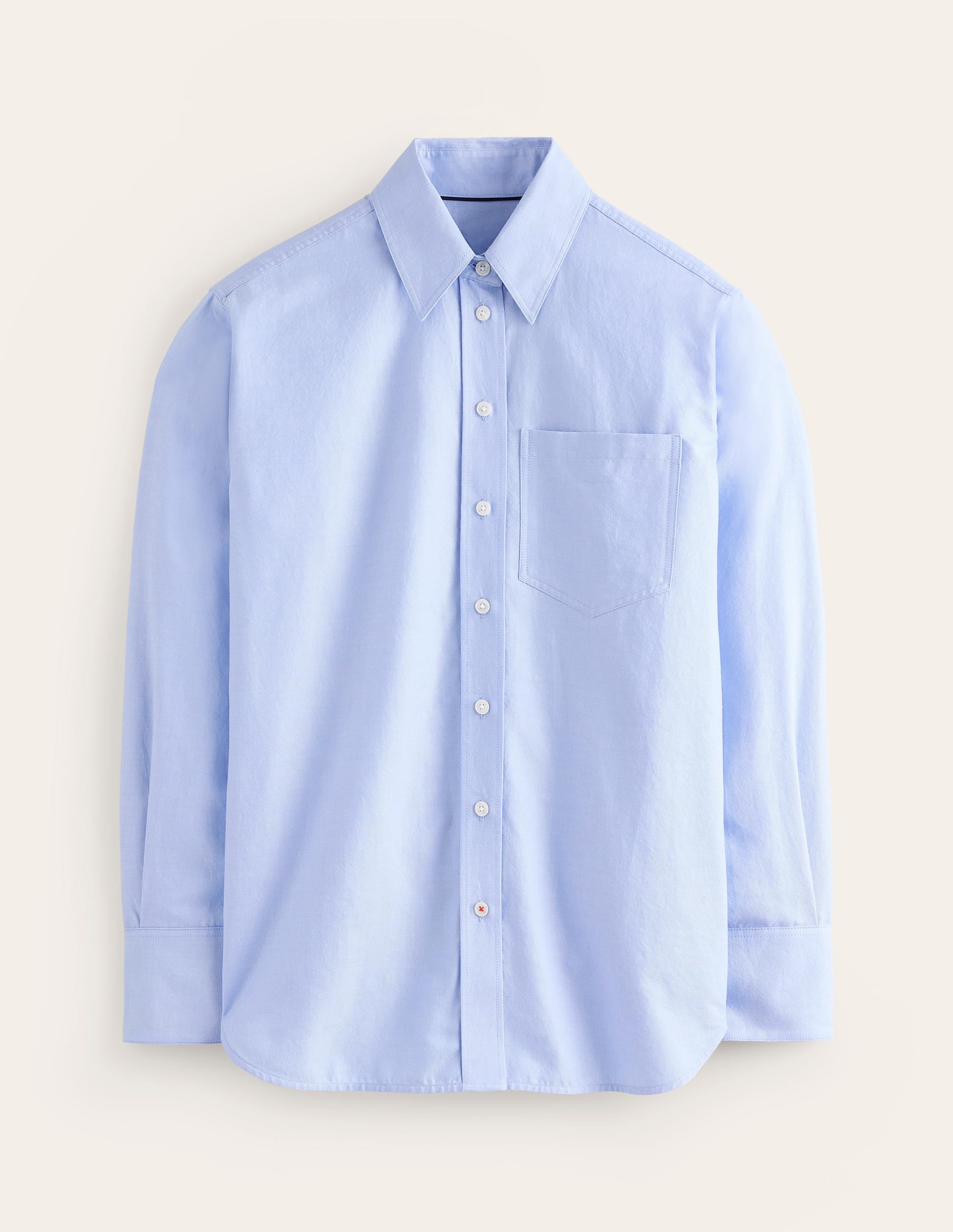 Connie Relaxed Cotton Shirt-Blue Oxford, Placement Stripe - Image 6