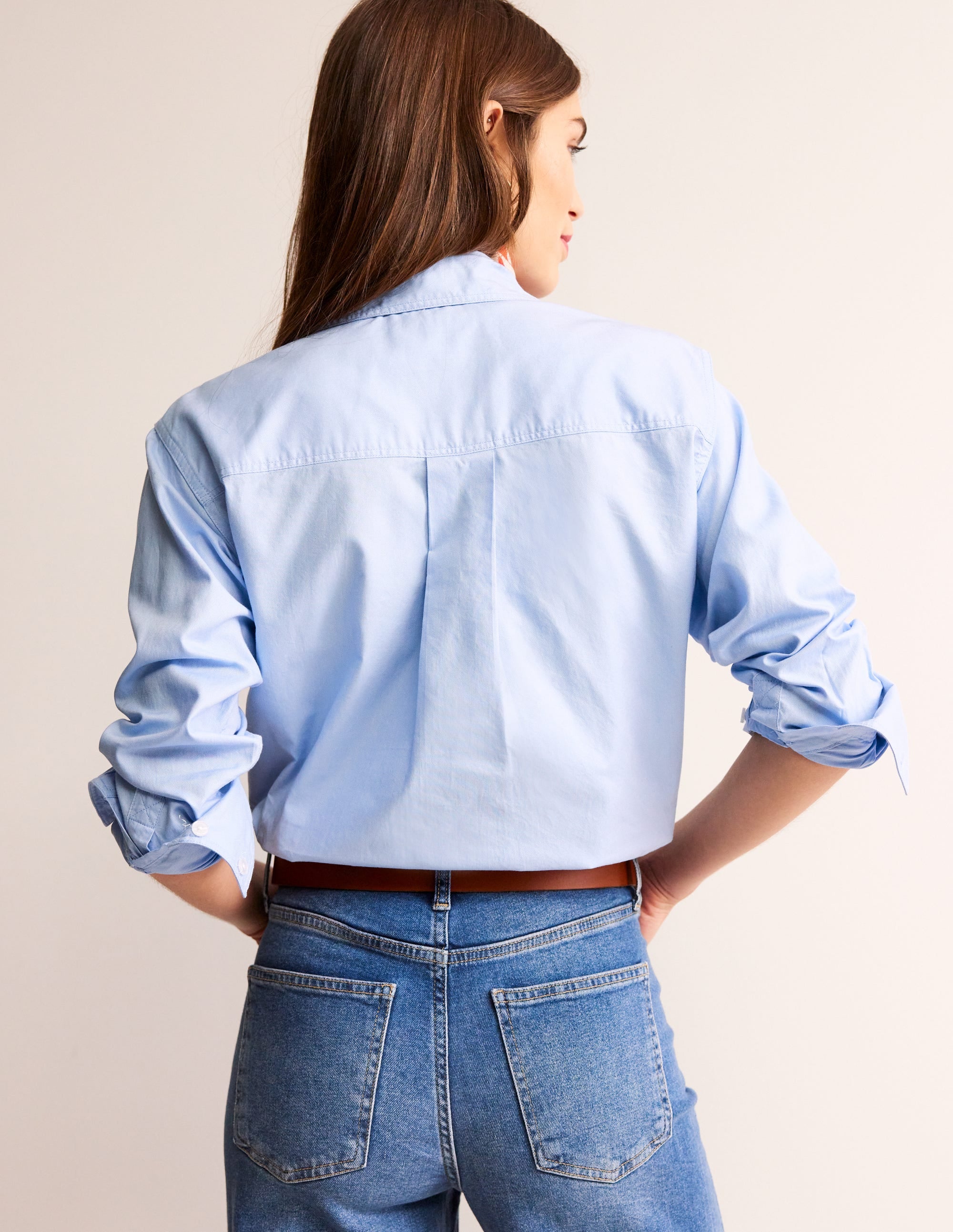 Connie Relaxed Cotton Shirt-Blue Oxford - Image 3