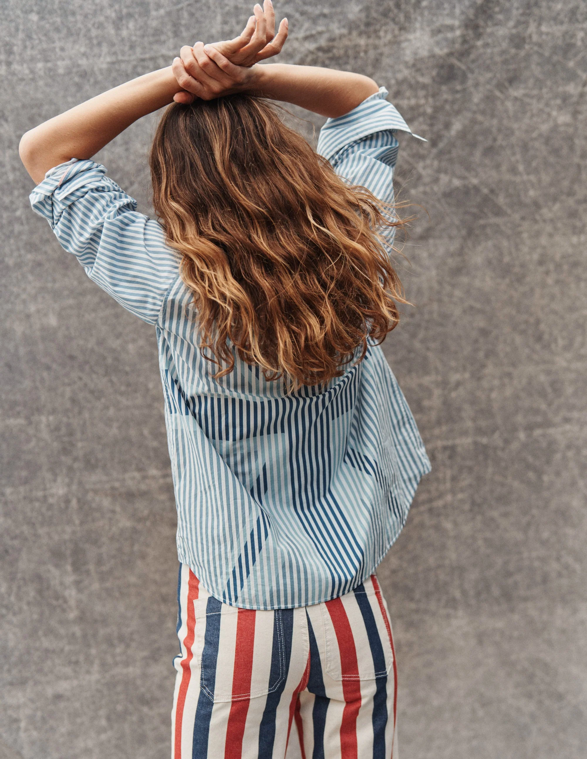 Connie Relaxed Cotton Shirt-Ticking Stripe Union Jack - Image 8