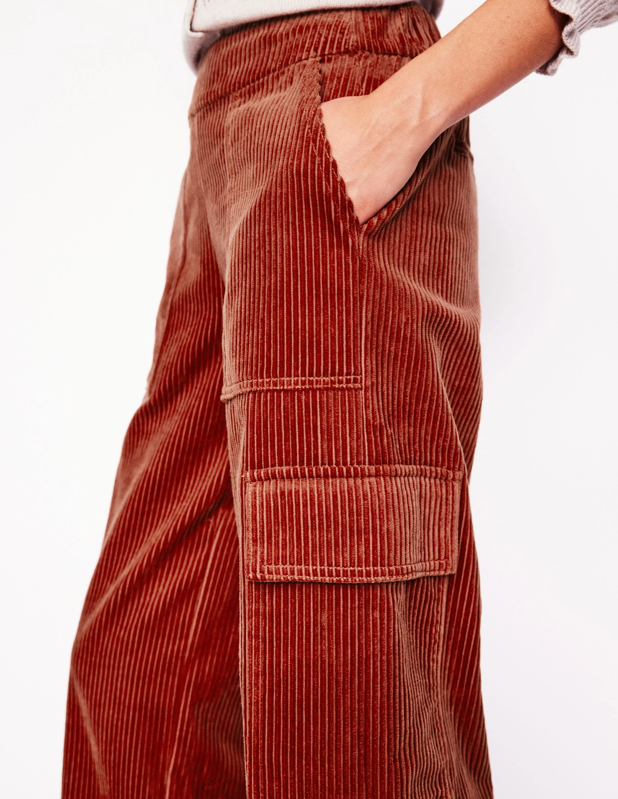 Cord Pull-On Pants-Red - Image 2