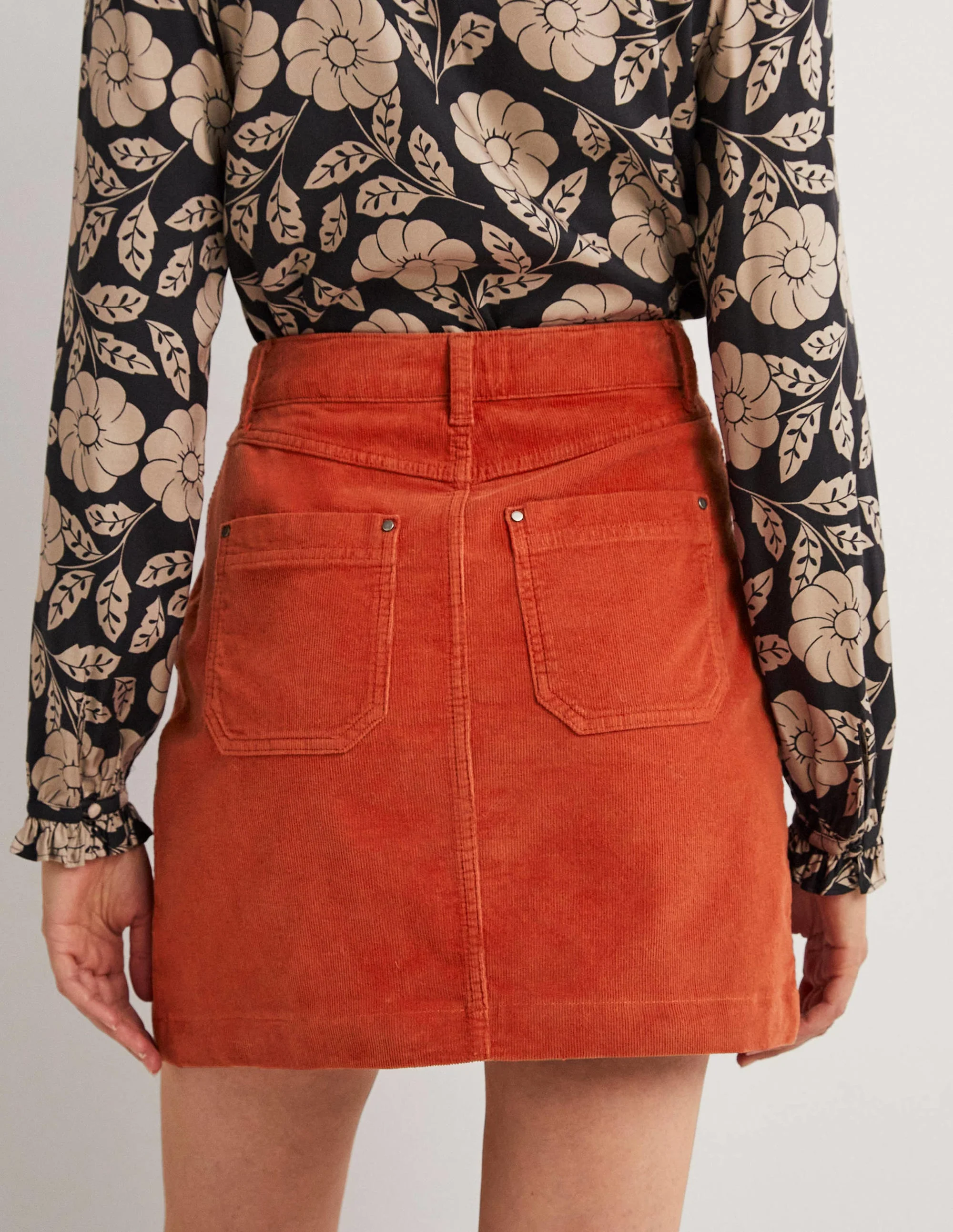 Corduroy Mini Skirt-Chilli Oil - Image 3