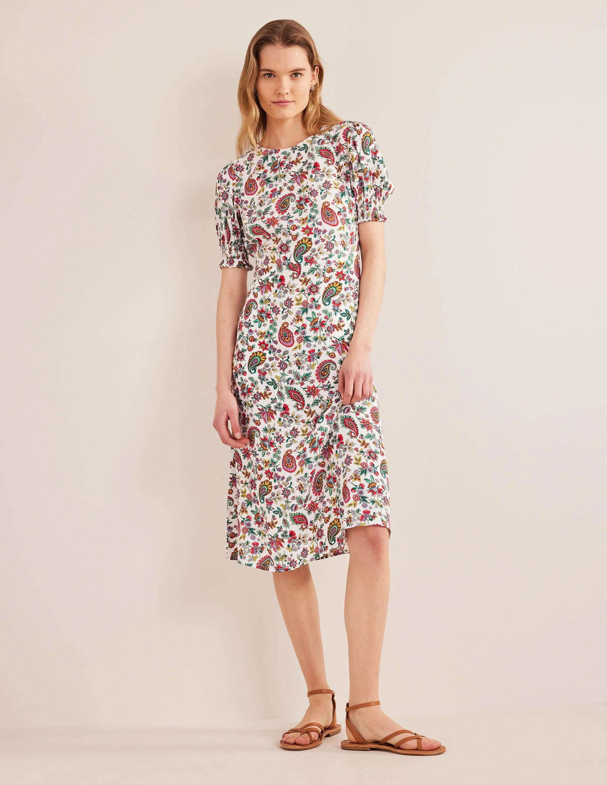 Corinne Midi Tea Dress-Multi, Dandelion Paisley