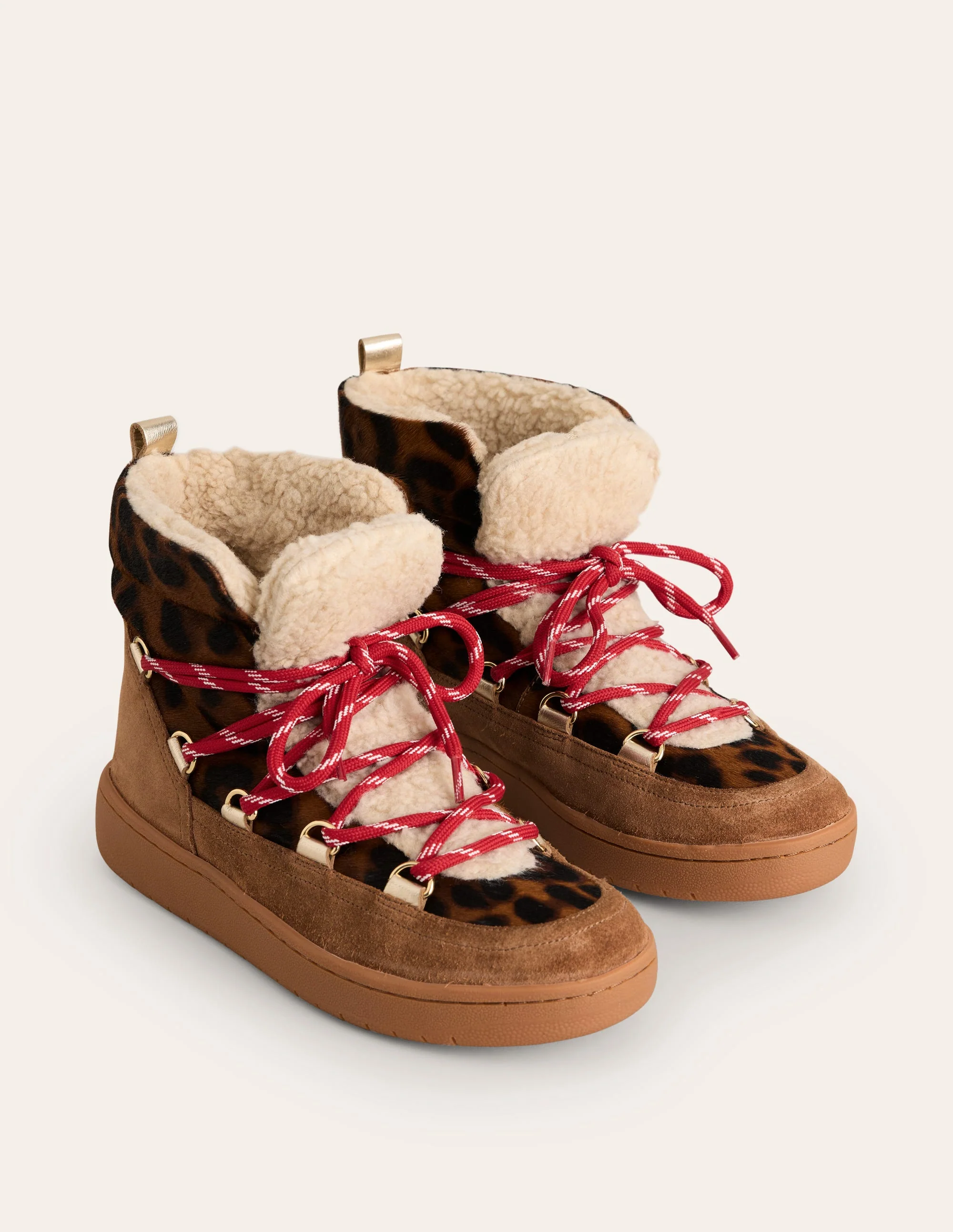 Cosy Lace Up Boots-Dark Classic Leopard - Image 3