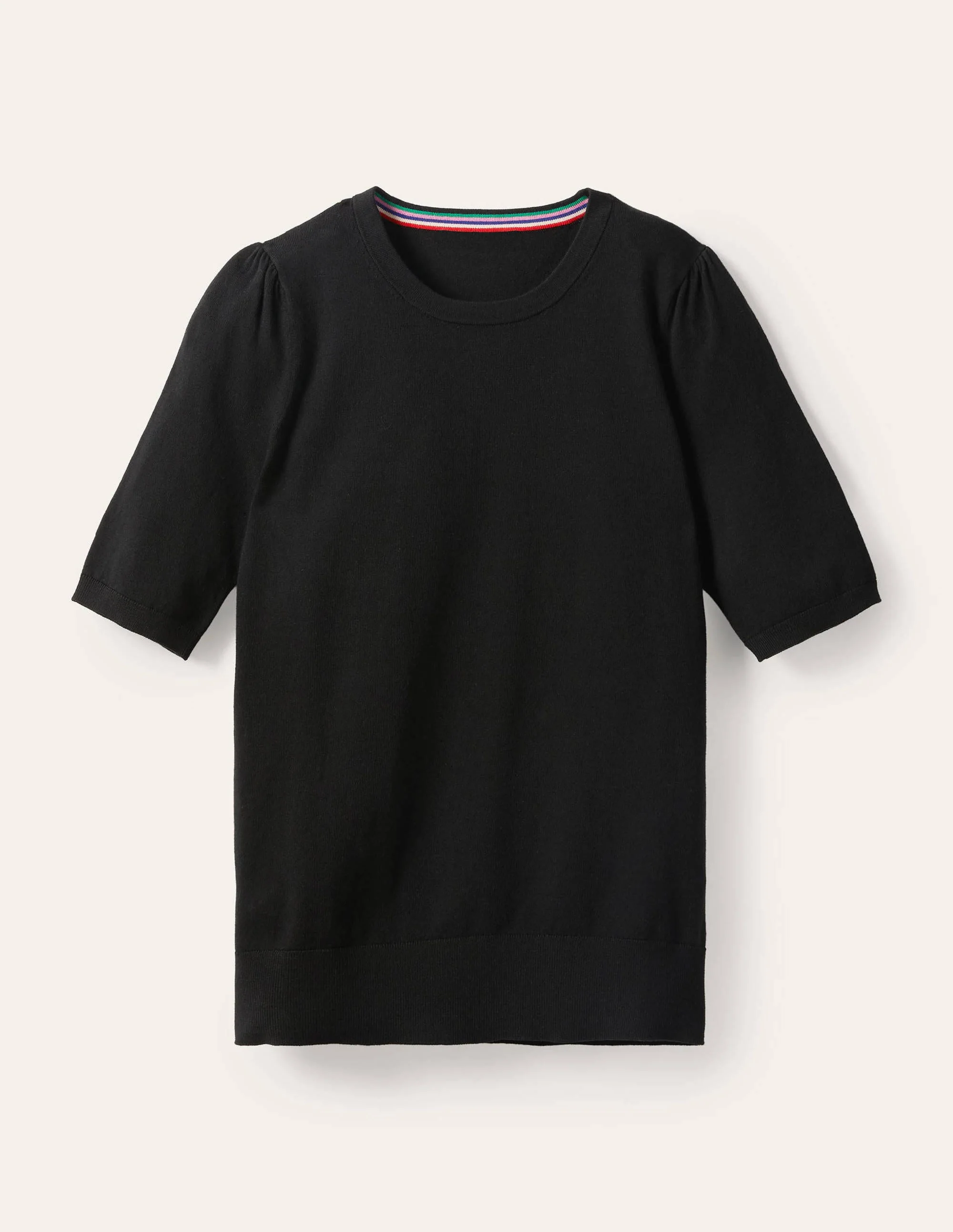 Cotton Crew Knitted Top-Black - Image 5