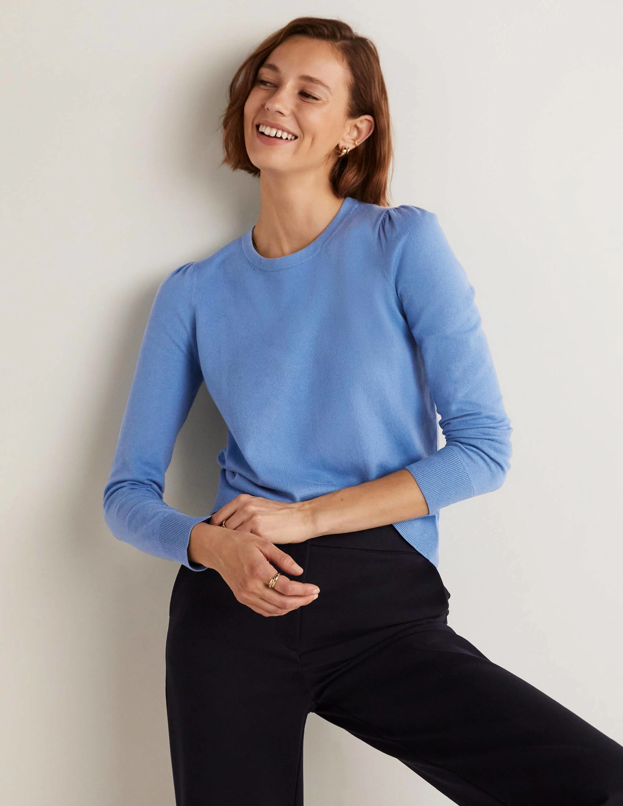 Cotton Crew Neck Sweater-Riviera Blue - Image 5
