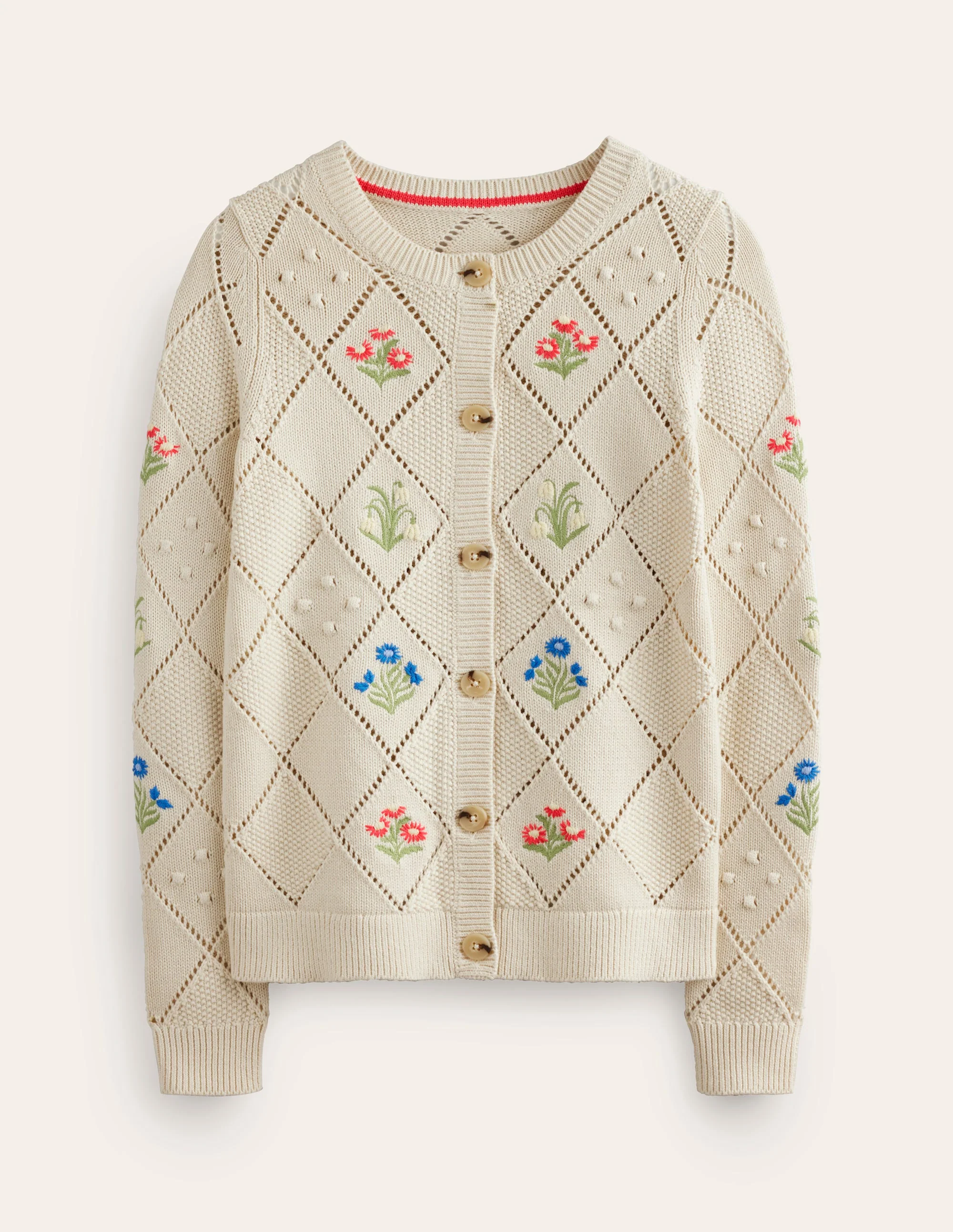 Cotton Embroidered Cardigan-Warm Ivory - Image 5