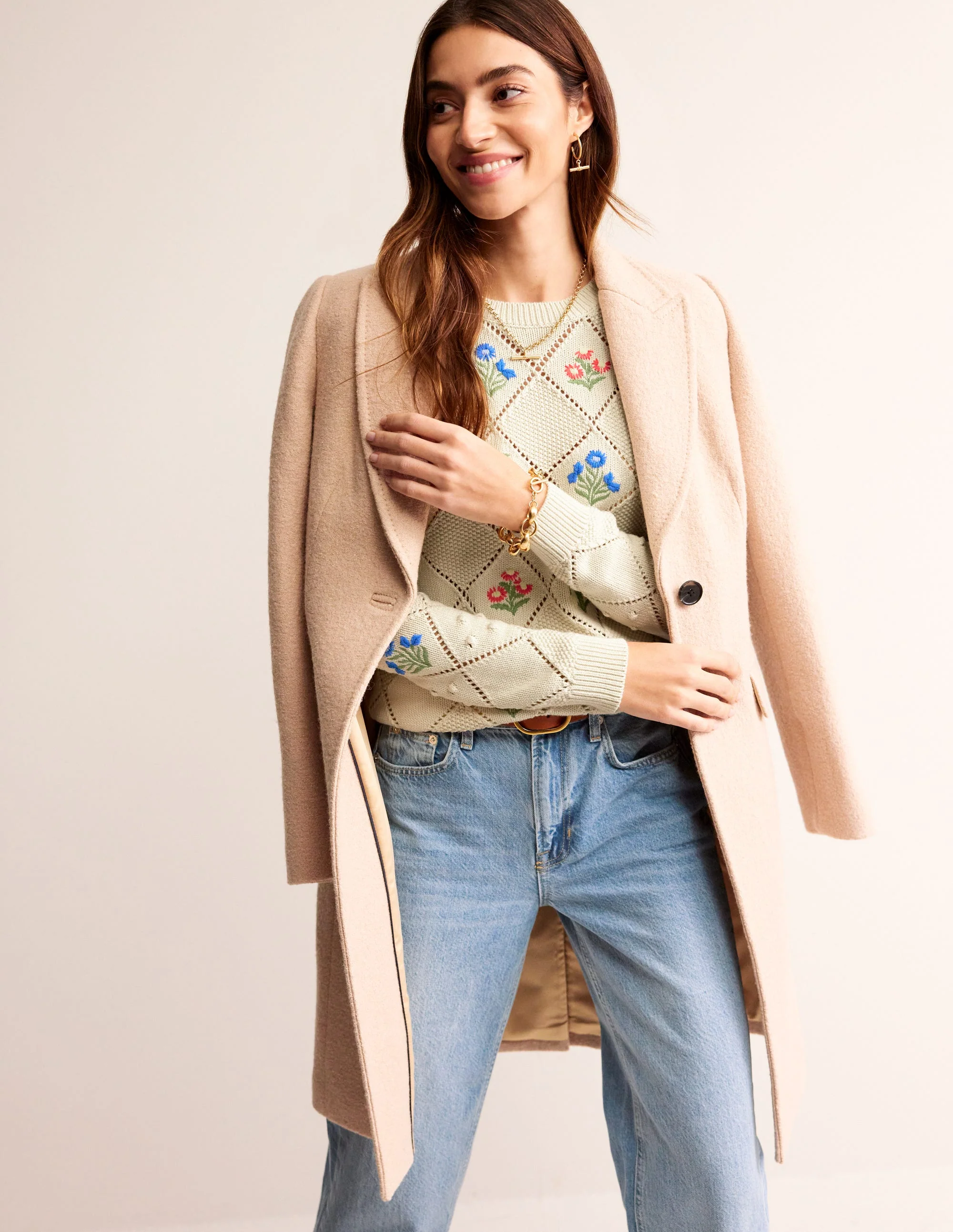 Cotton Embroidered Sweater-Warm Ivory - Image 4