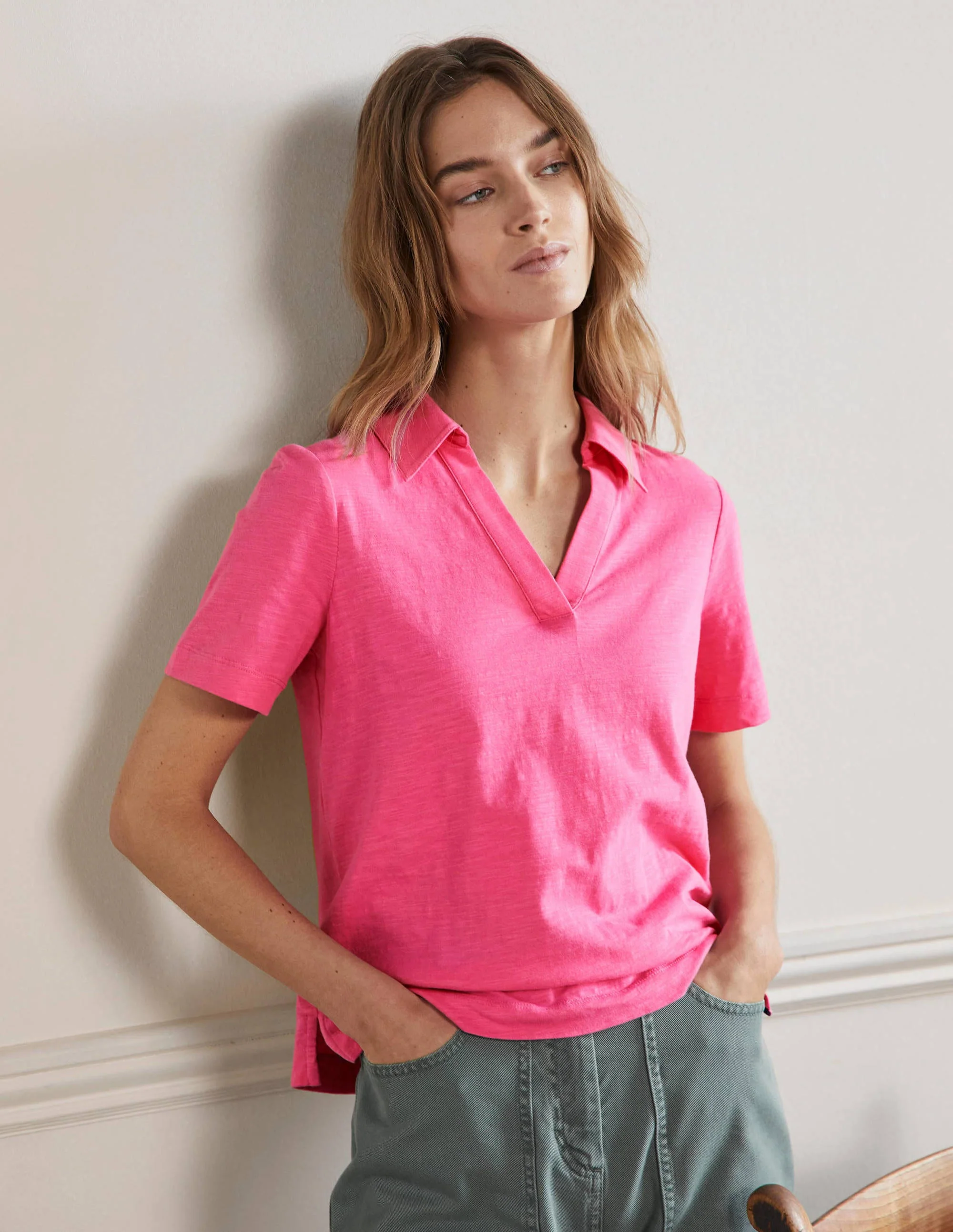 Cotton Polo Top-Festival Pink - Image 4