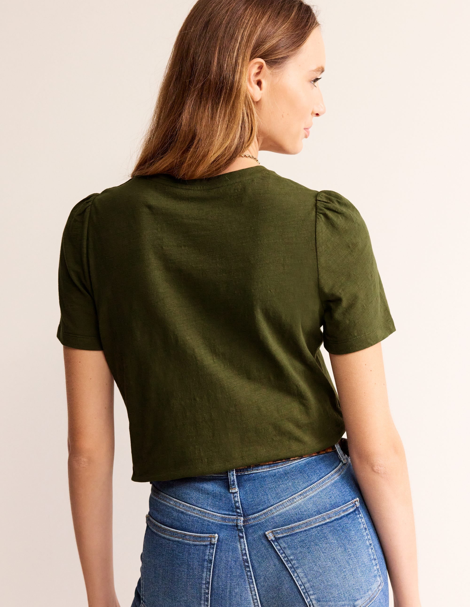 Cotton Puff Sleeve T-Shirt-Oregano - Image 3