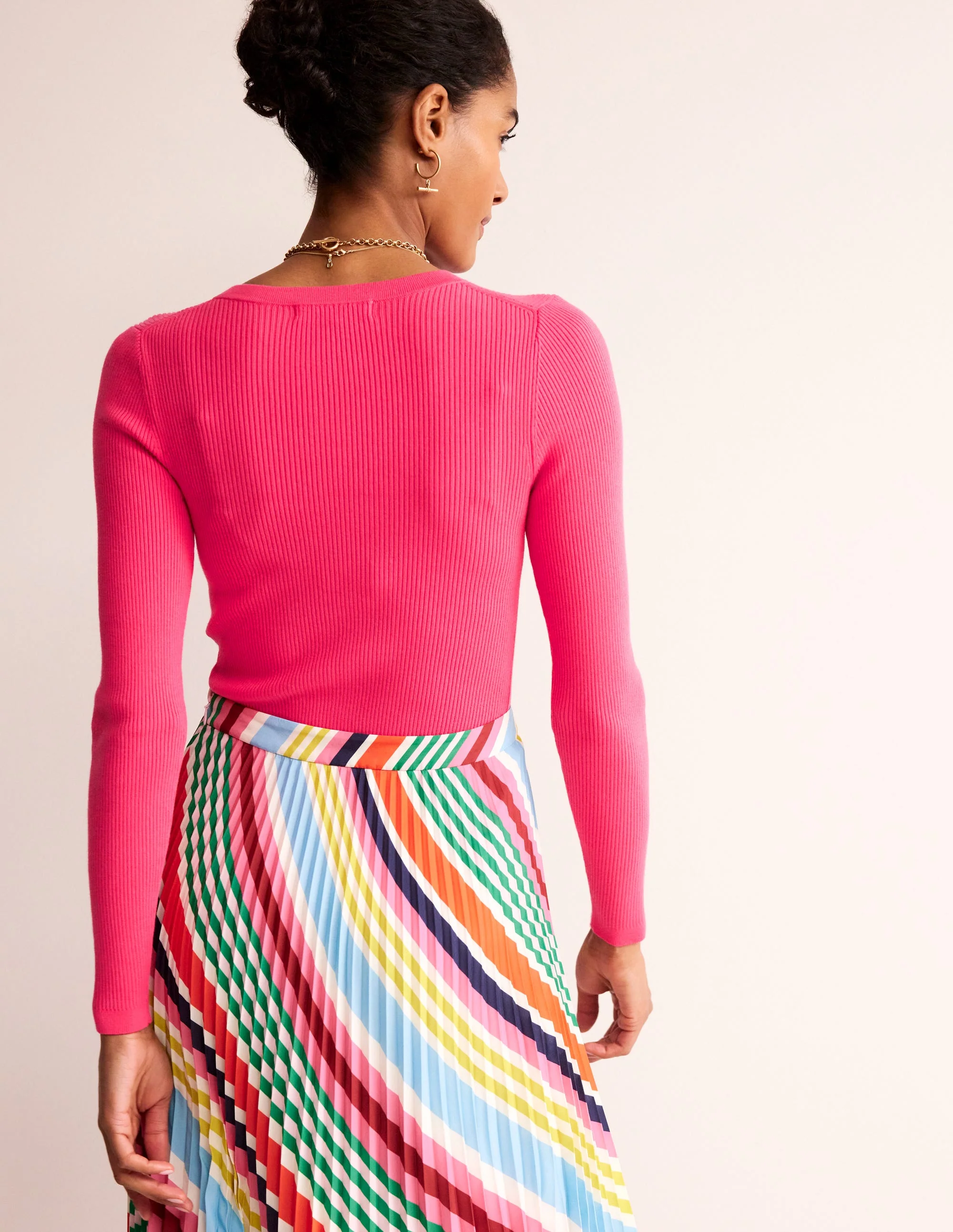 Cotton Rib Cardigan-Carnival Pink - Image 3