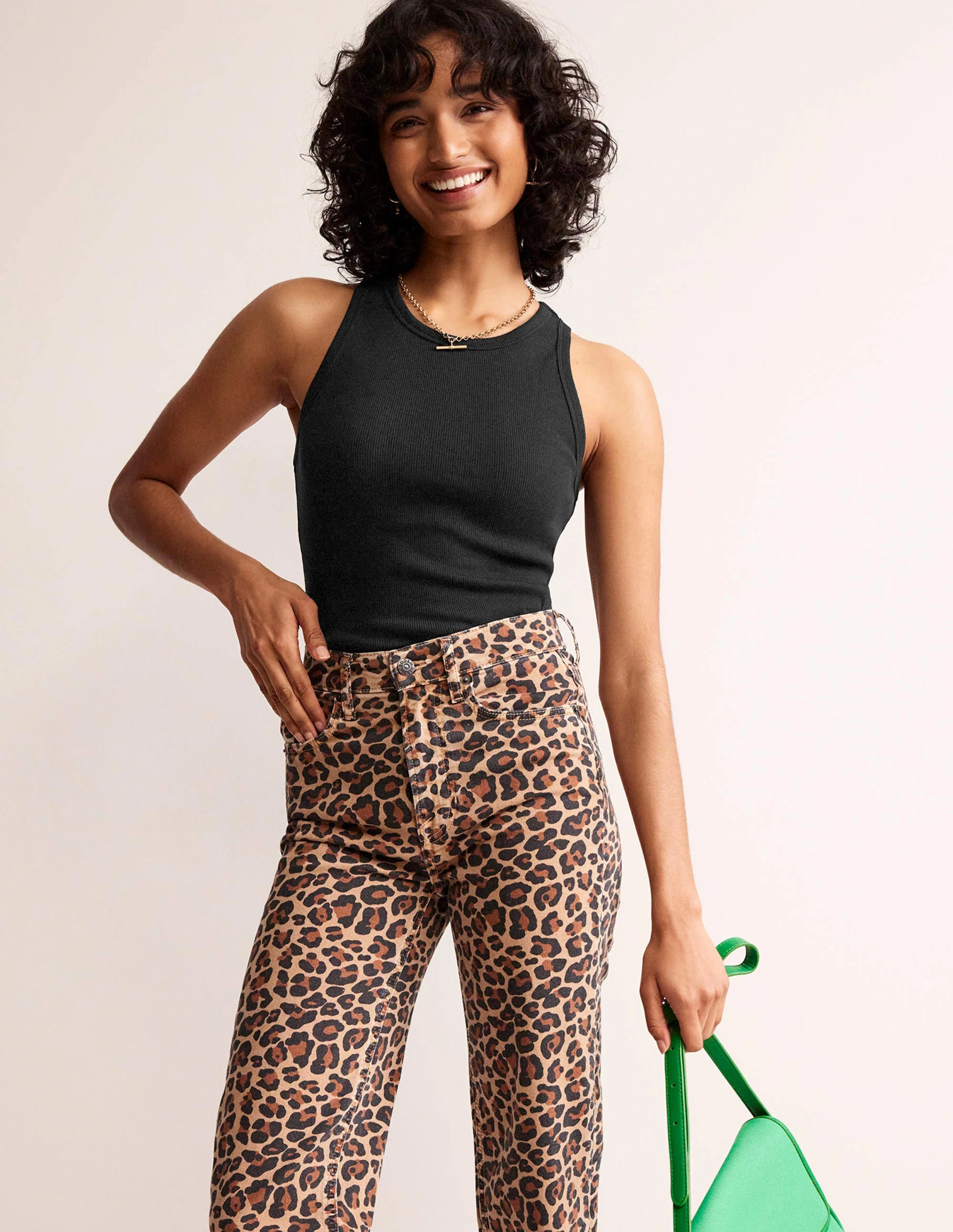 Cotton Ribbed Jersey Tank-Black - Image 4