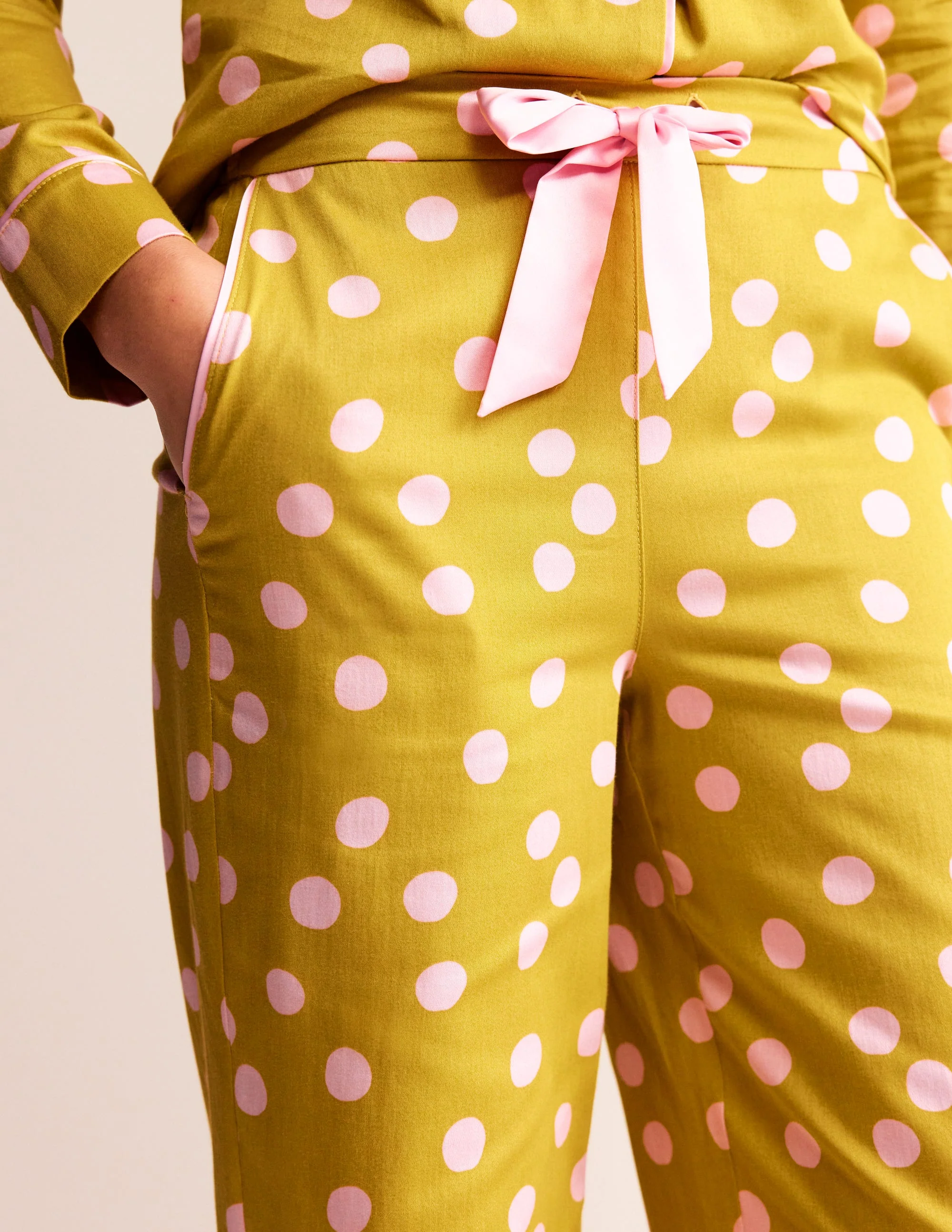 Cotton Sateen Pajama Trousers-Antique Moss - Image 2