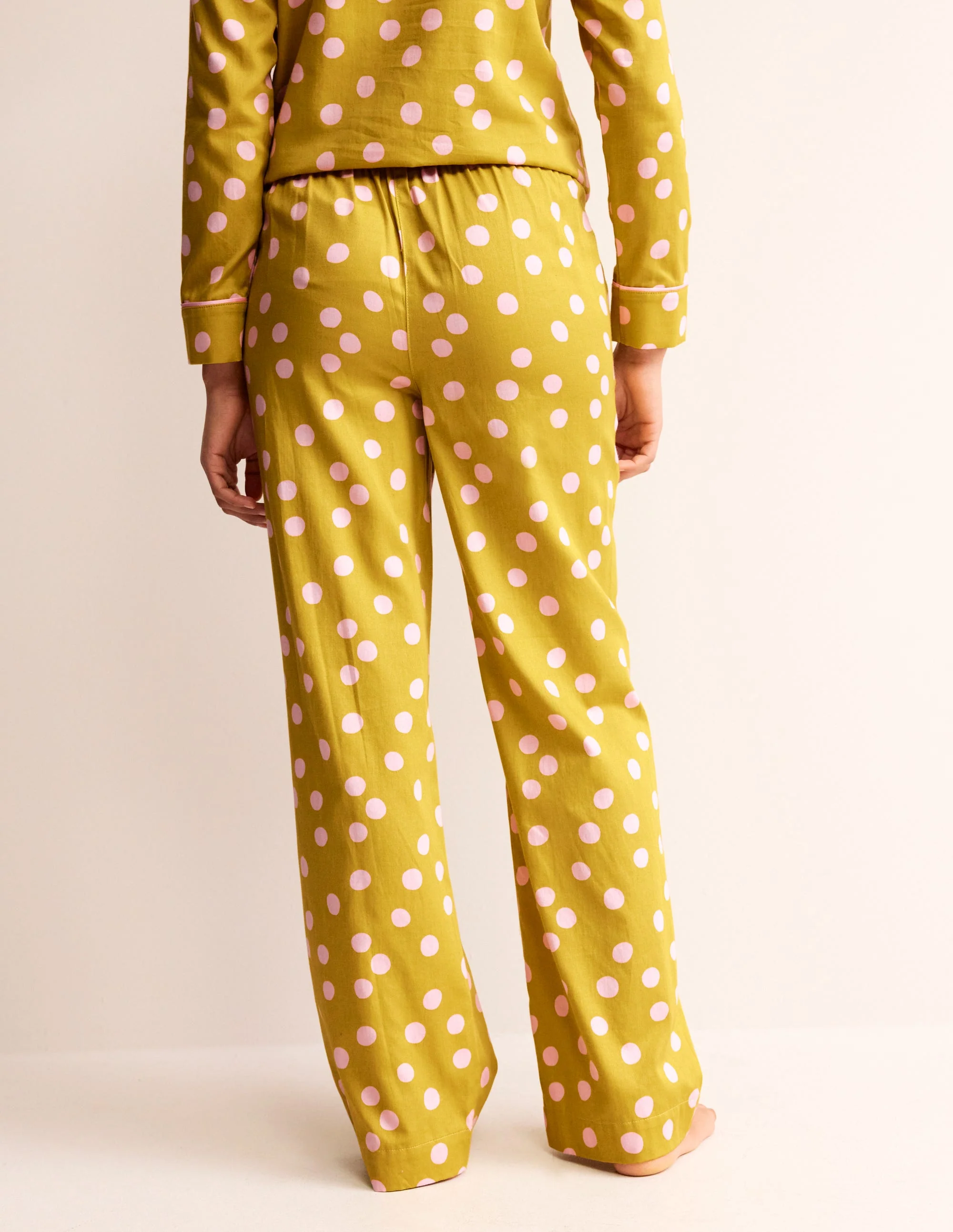 Cotton Sateen Pajama Trousers-Antique Moss - Image 3