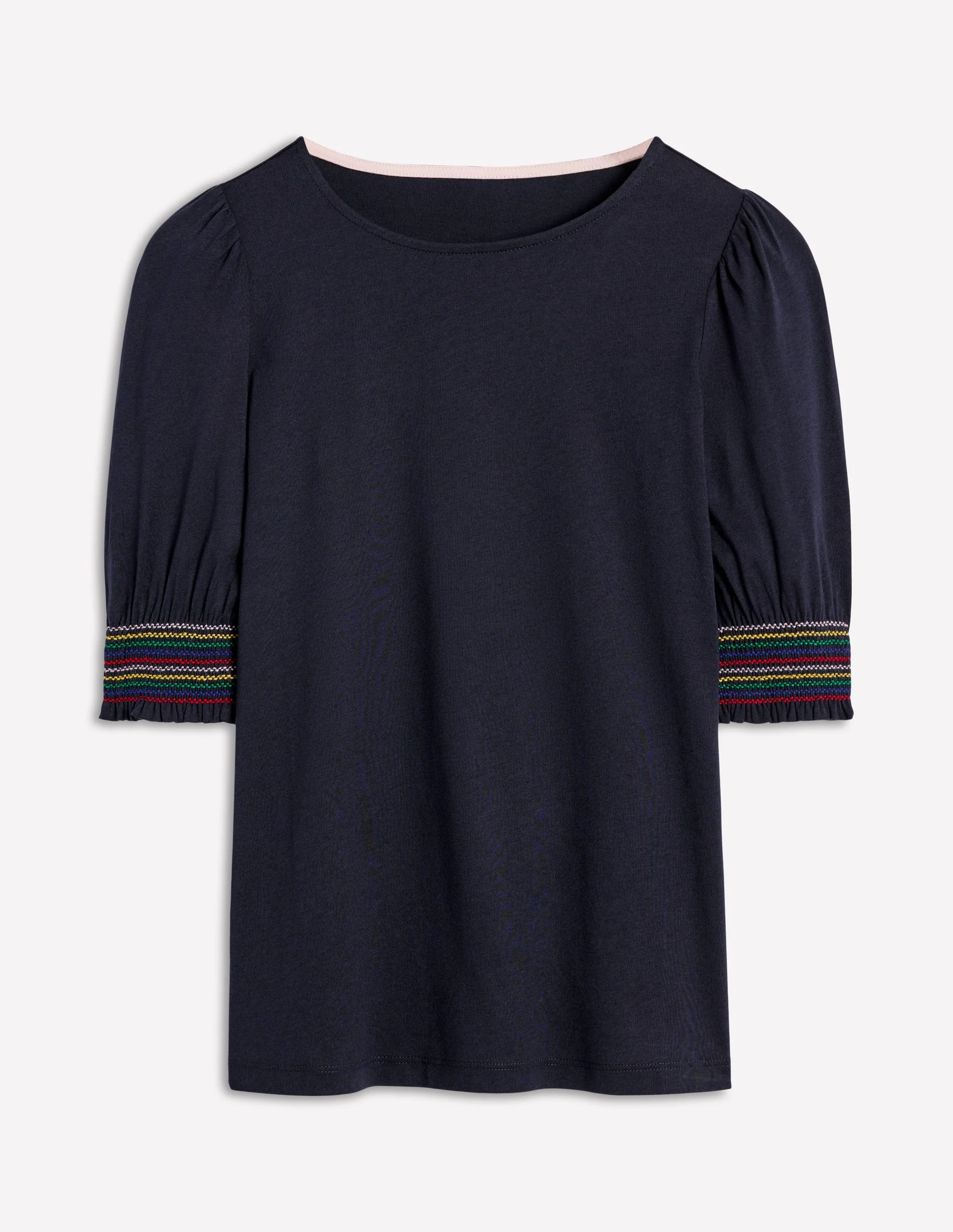 Cotton Smocked Cuff Top-Navy - Image 5