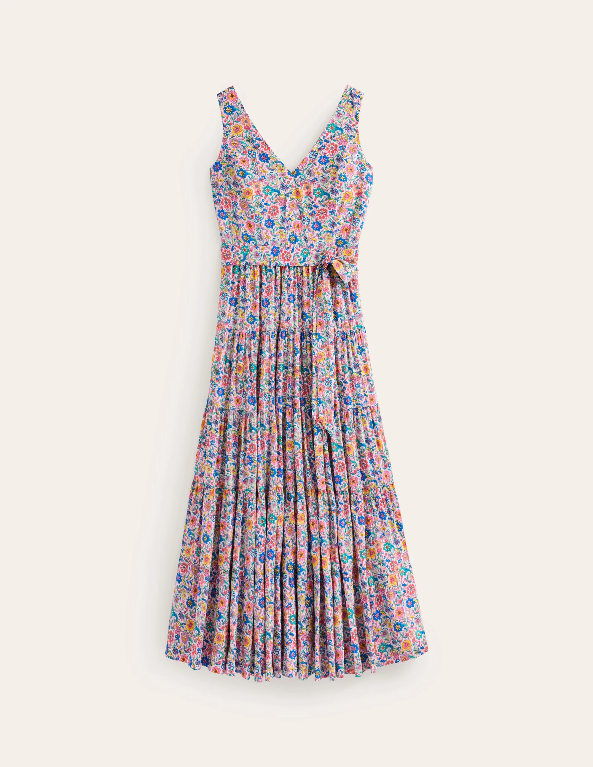 Cotton Tiered Midi Dress-Multi, Exotic Bloom - Image 6