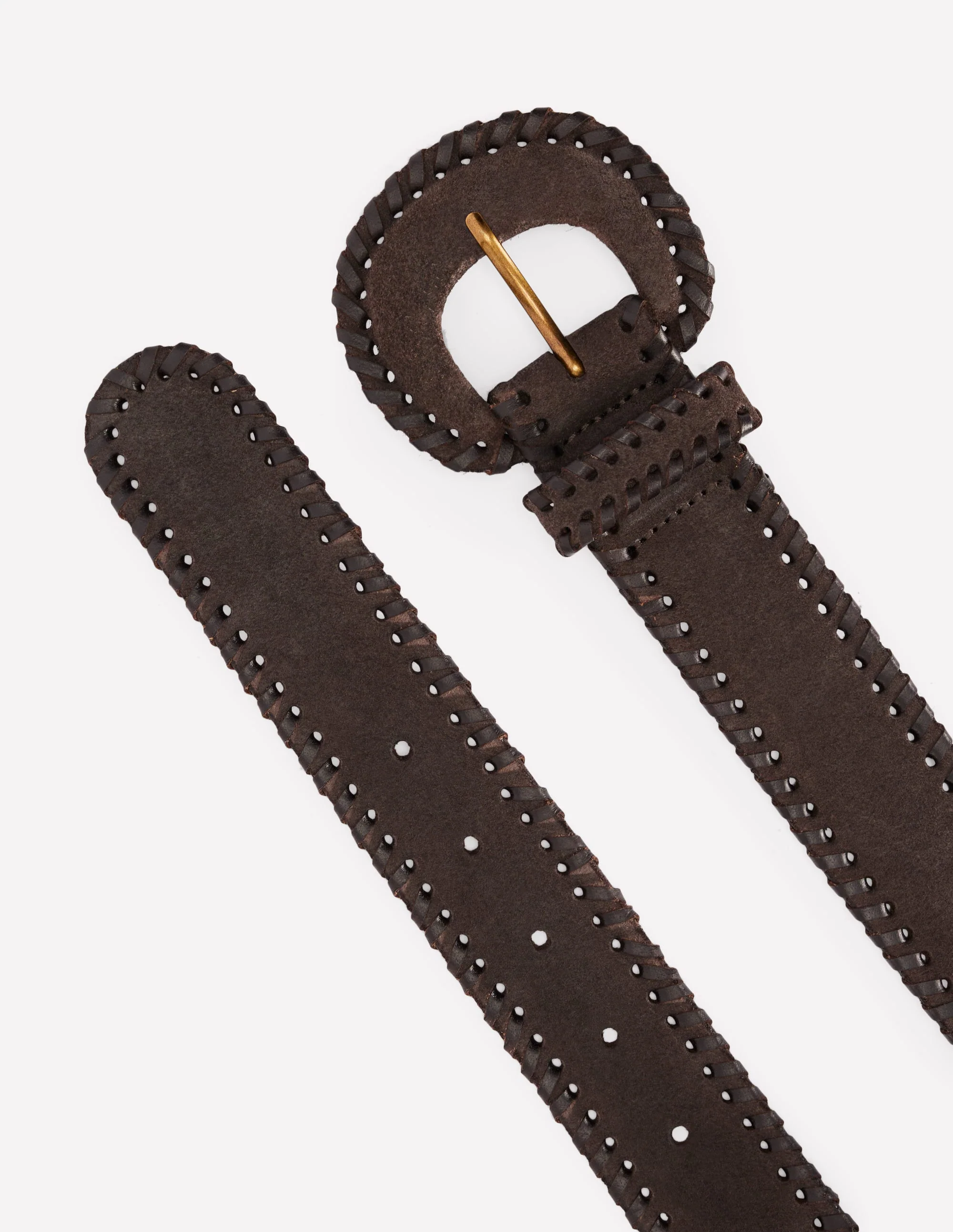Covered Whipstitch Belt-Chocolate - Image 3