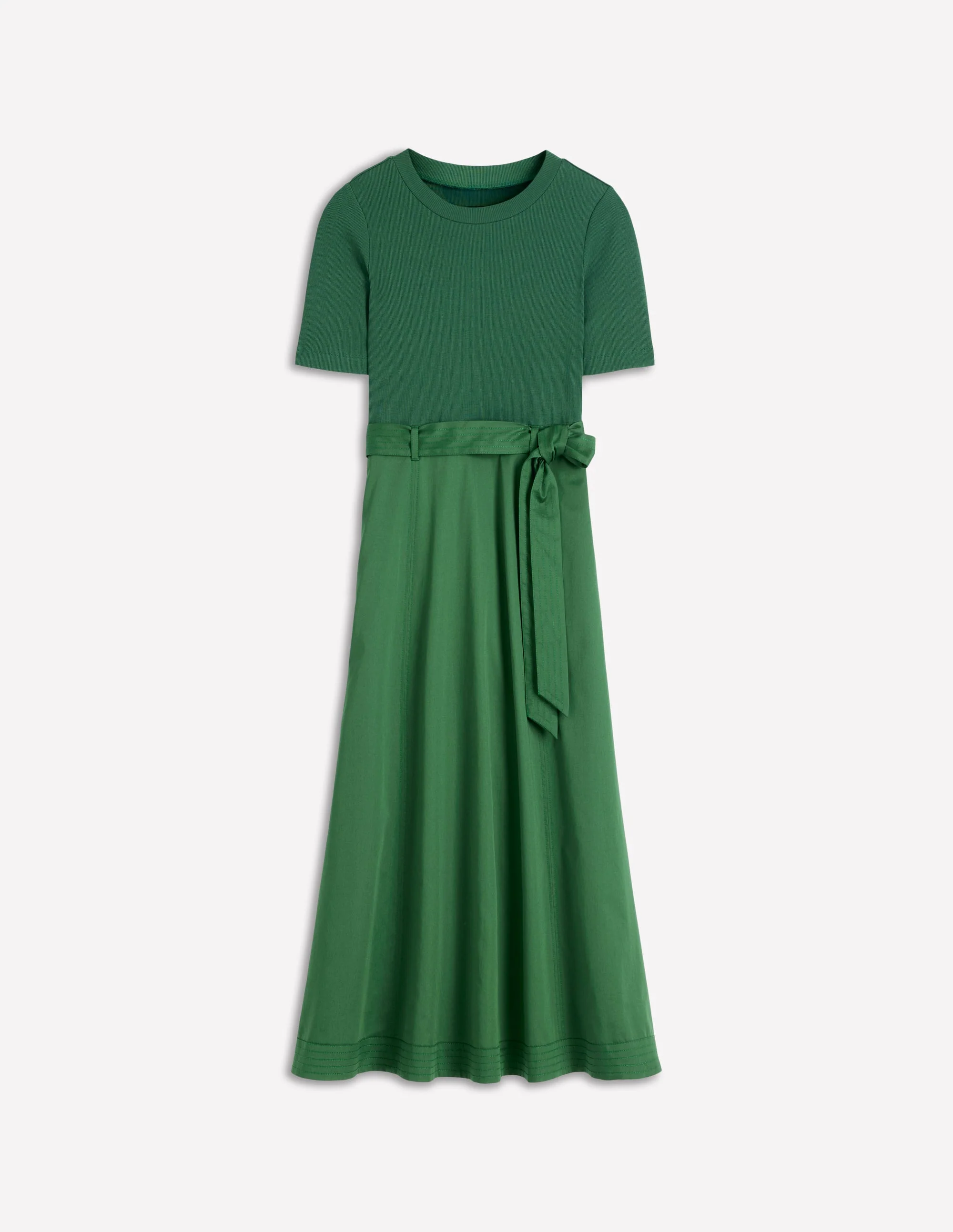 Crew Neck Mix Media Dress-Promenade Green - Image 5