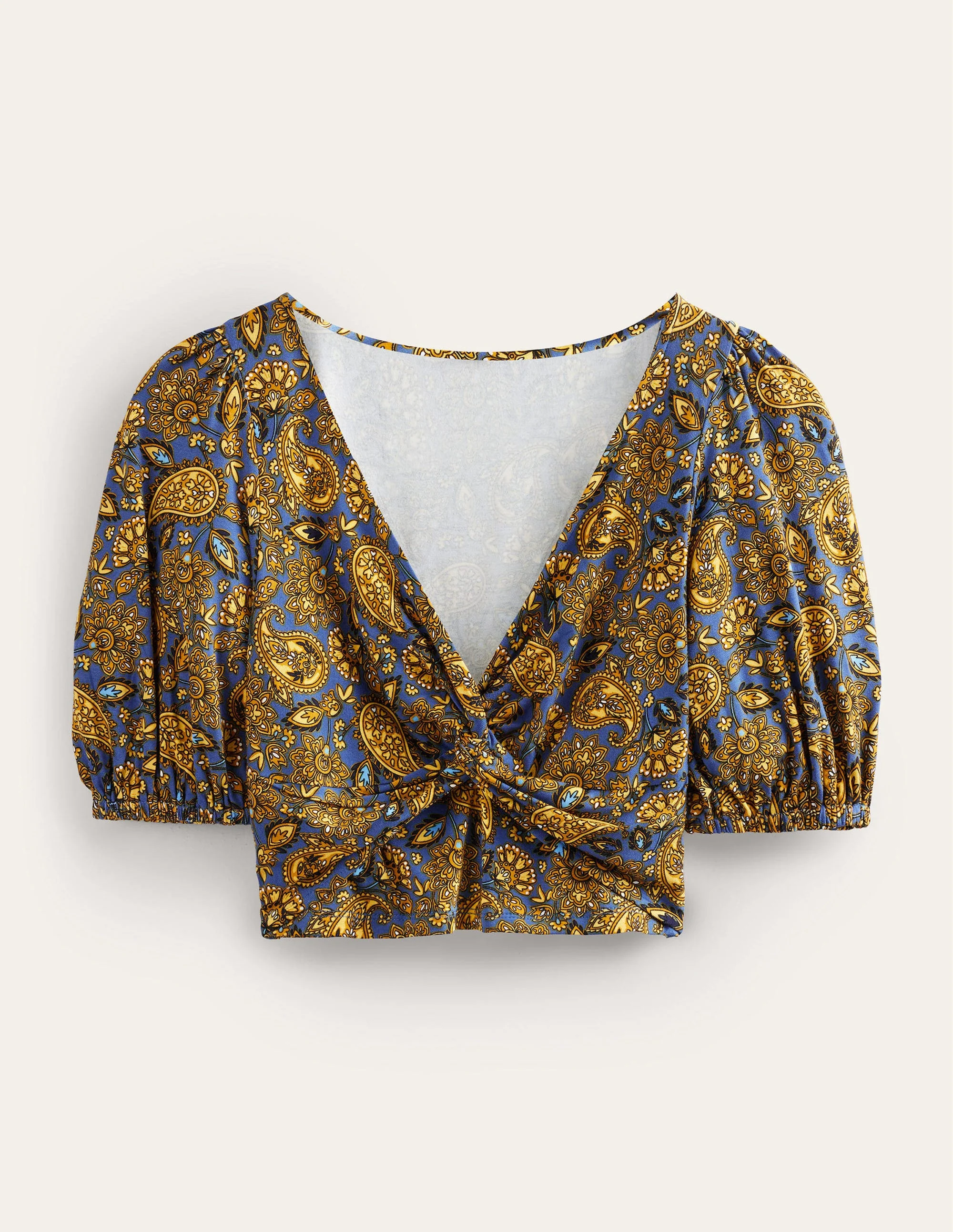 Cropped Twist Detail Top-Harvest Gold, Paisley Terrace - Image 6