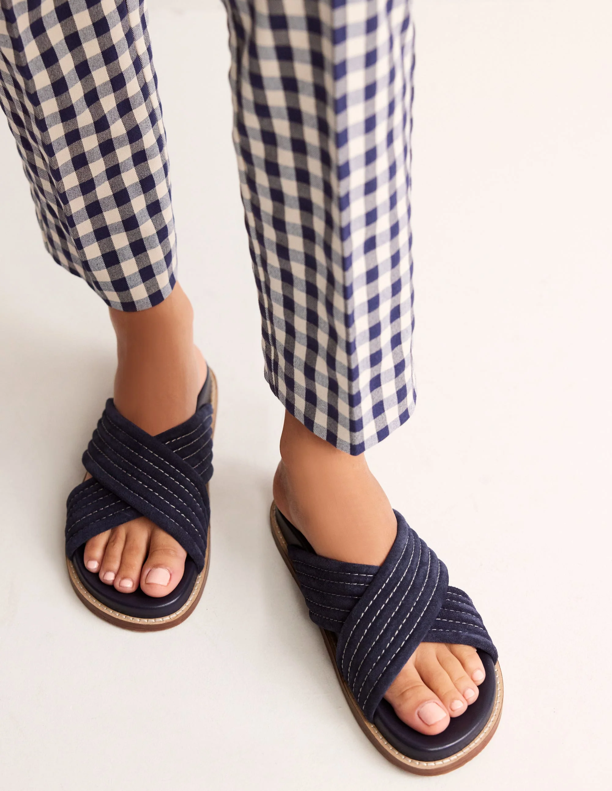 Cross Strap Sliders-Navy - Image 2