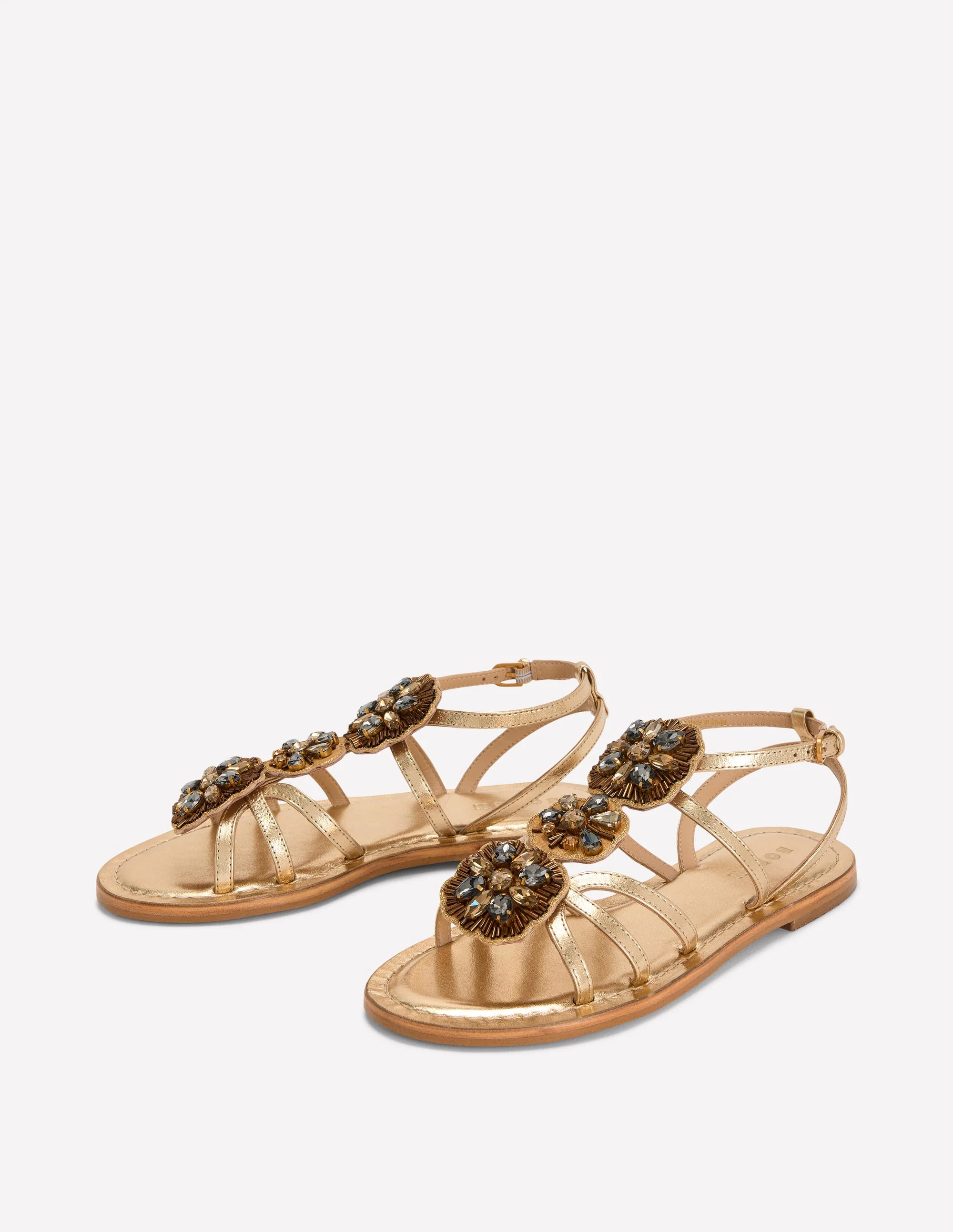 Crystal Flat Sandals-Gold - Image 3
