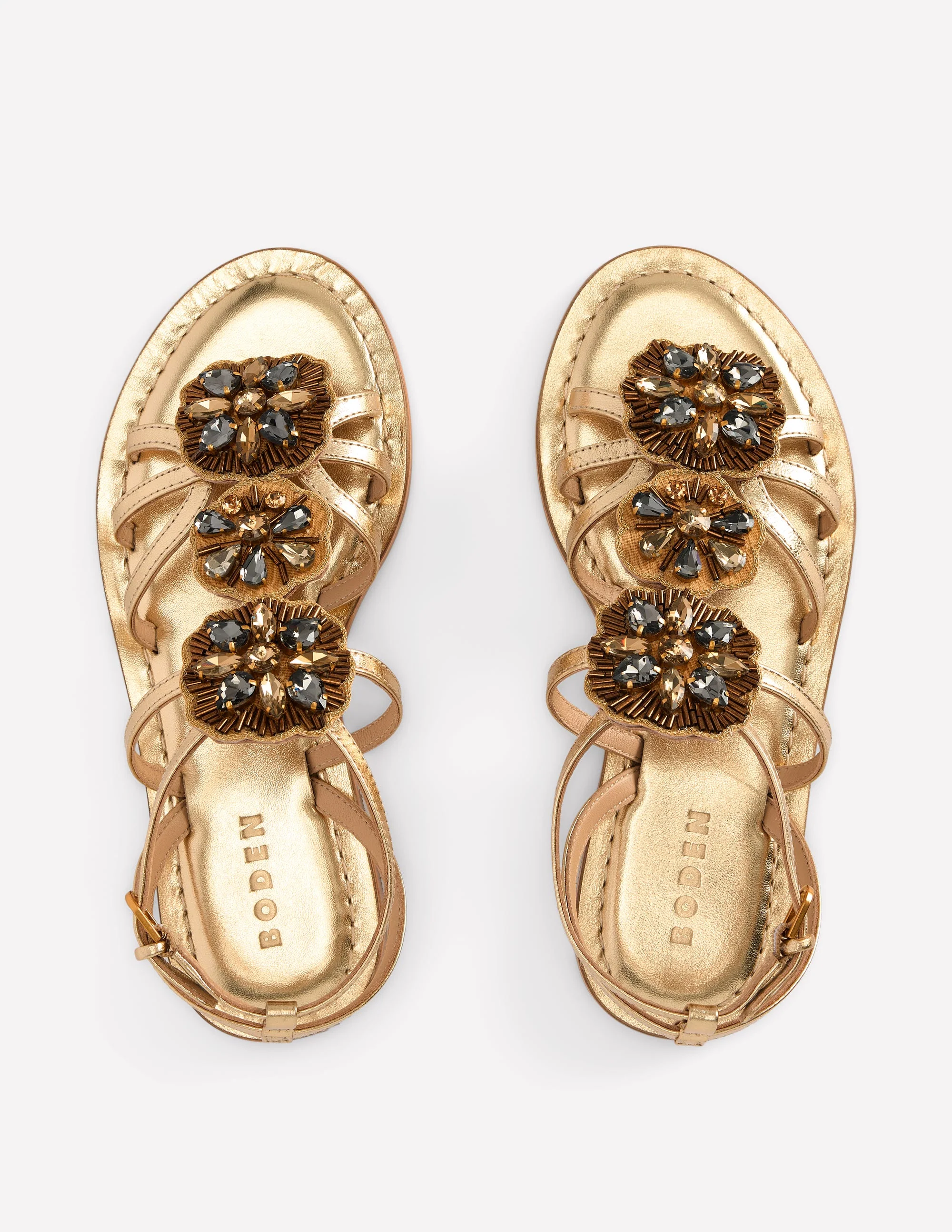Crystal Flat Sandals-Gold - Image 5