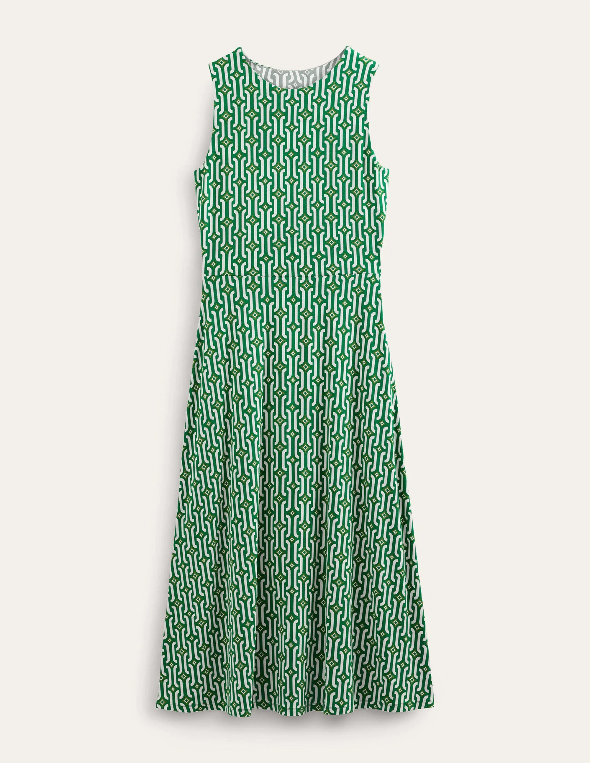 Cut-out Jersey Midi Dress-Bright Emerald, Azure Geo - Image 5