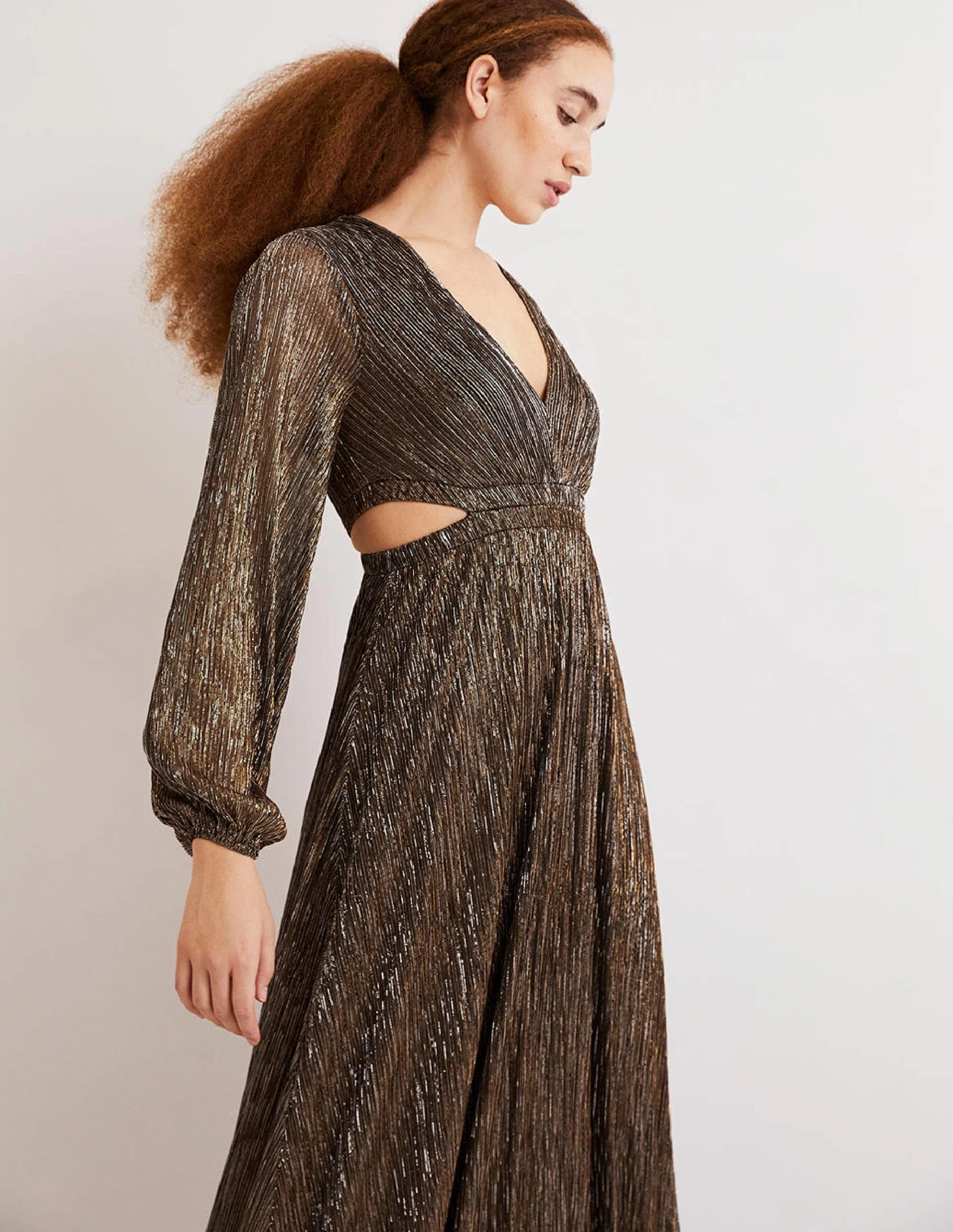 Cut-out Maxi Party Dress-Gold - Image 4