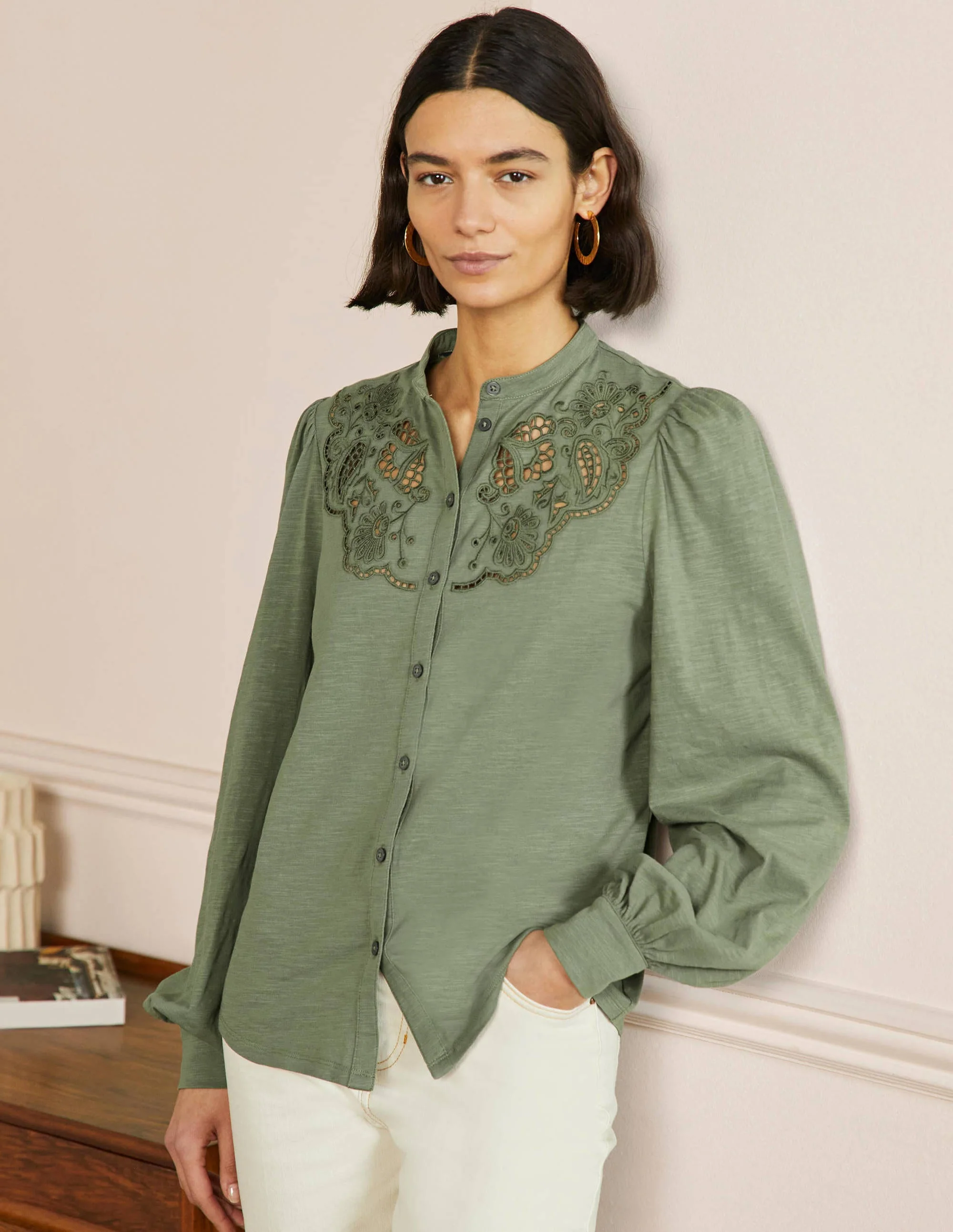 Cut Work Jersey Shirt-Alder - Image 4