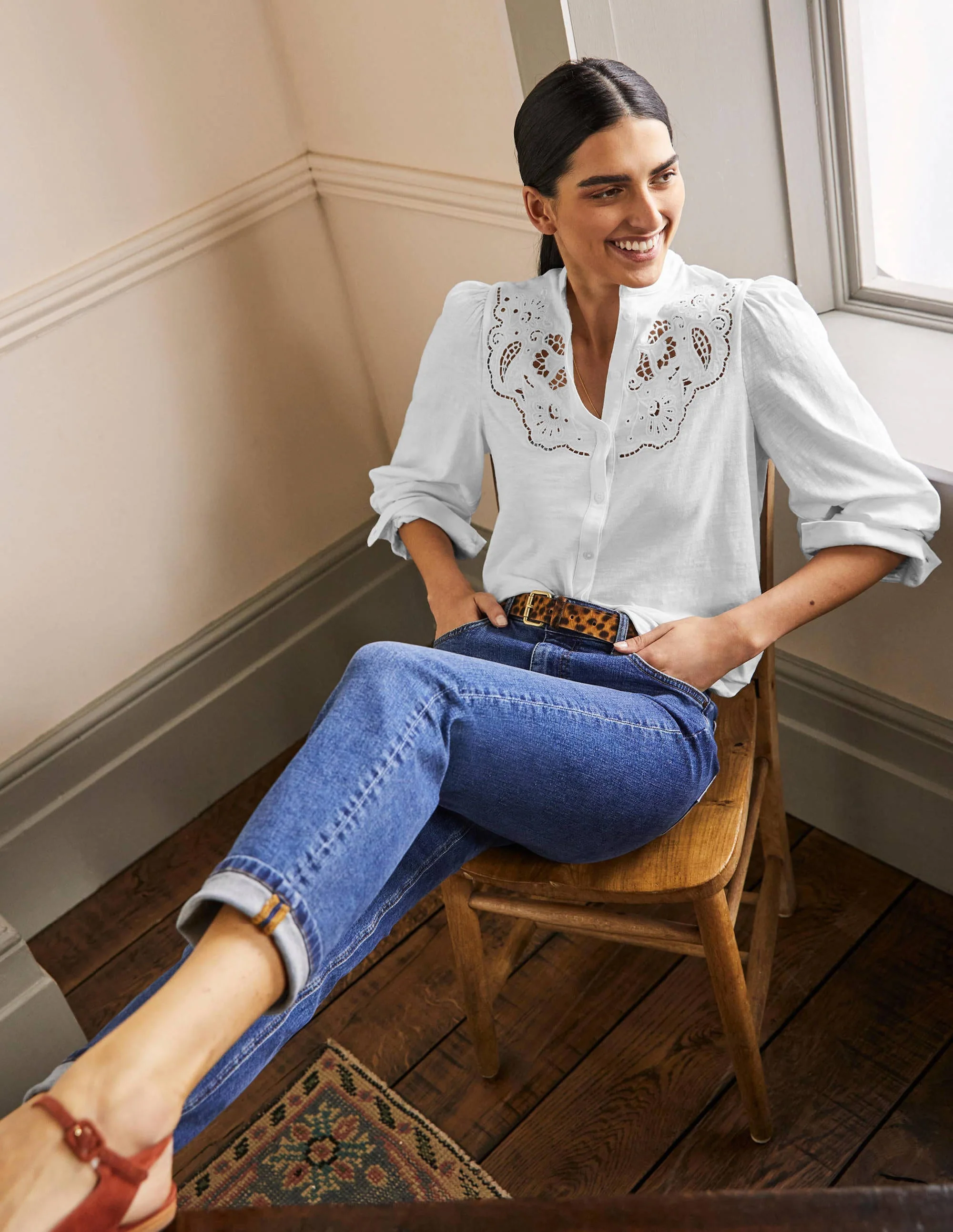 Cut Work Jersey Shirt-White - Image 4