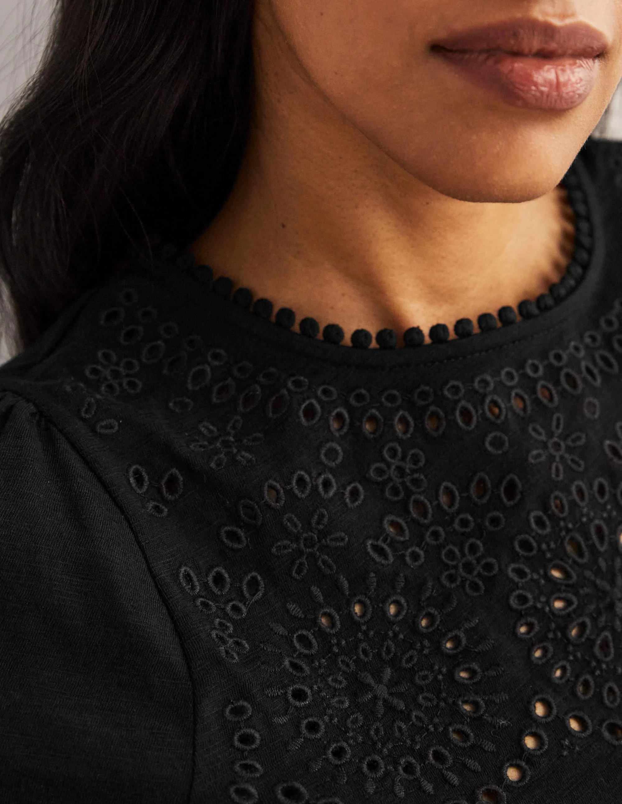 Cutwork Flutter T-Shirt-Black - Image 2