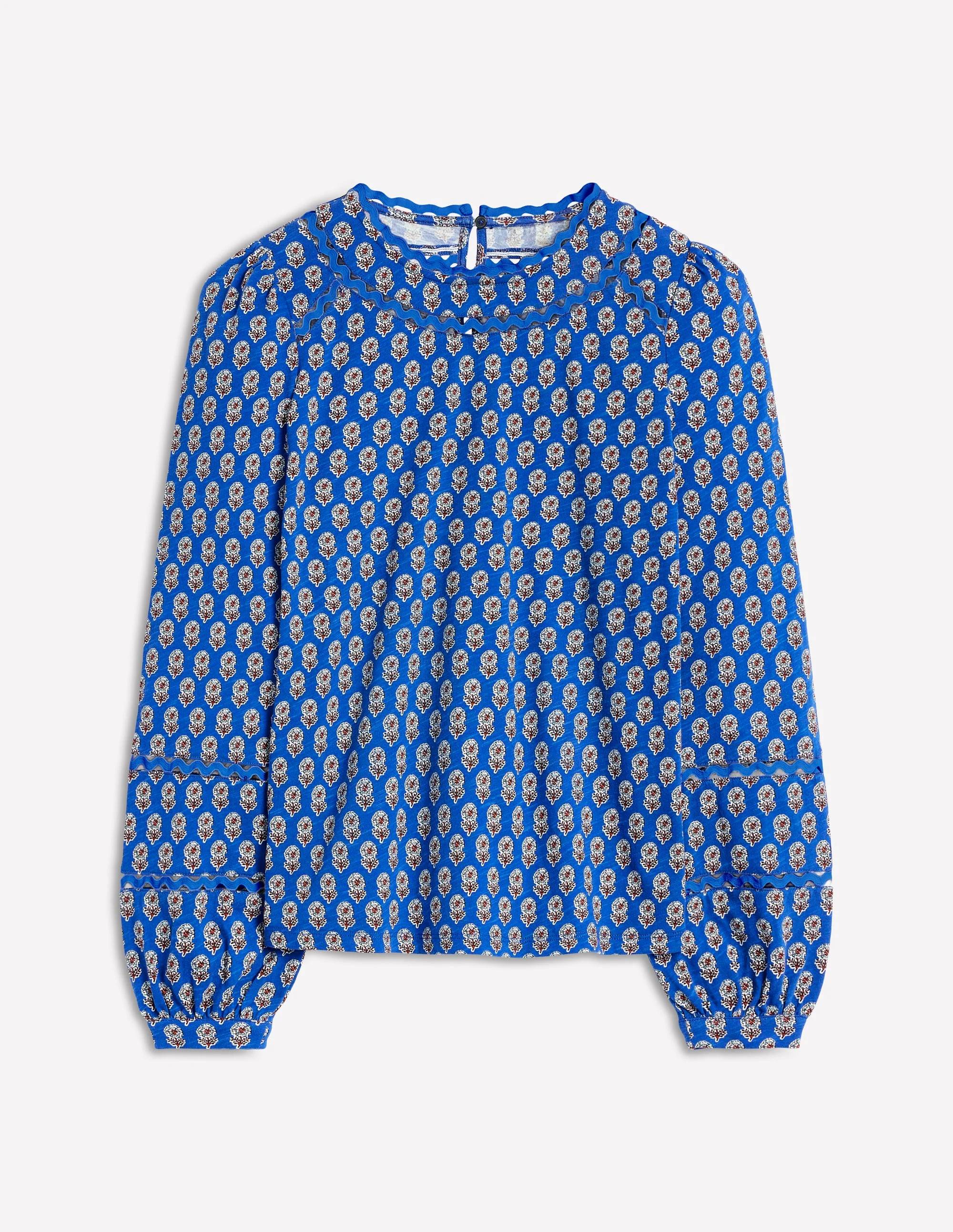 Daisy Long Sleeve Top-Gallery Blue, Camellia Stamp - Image 5