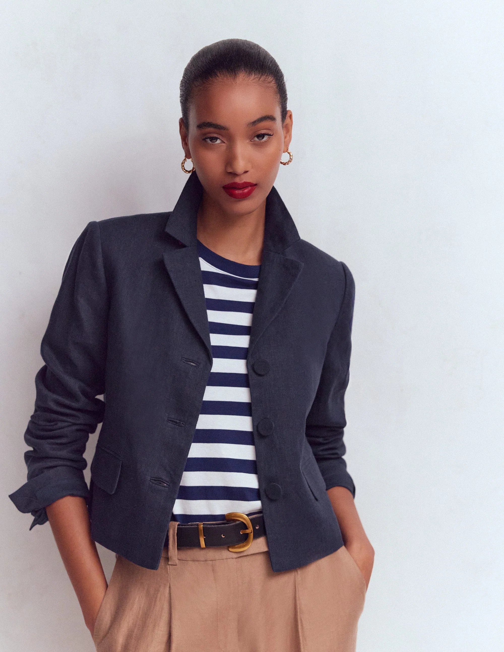 Dartmouth Linen Blazer-Navy
