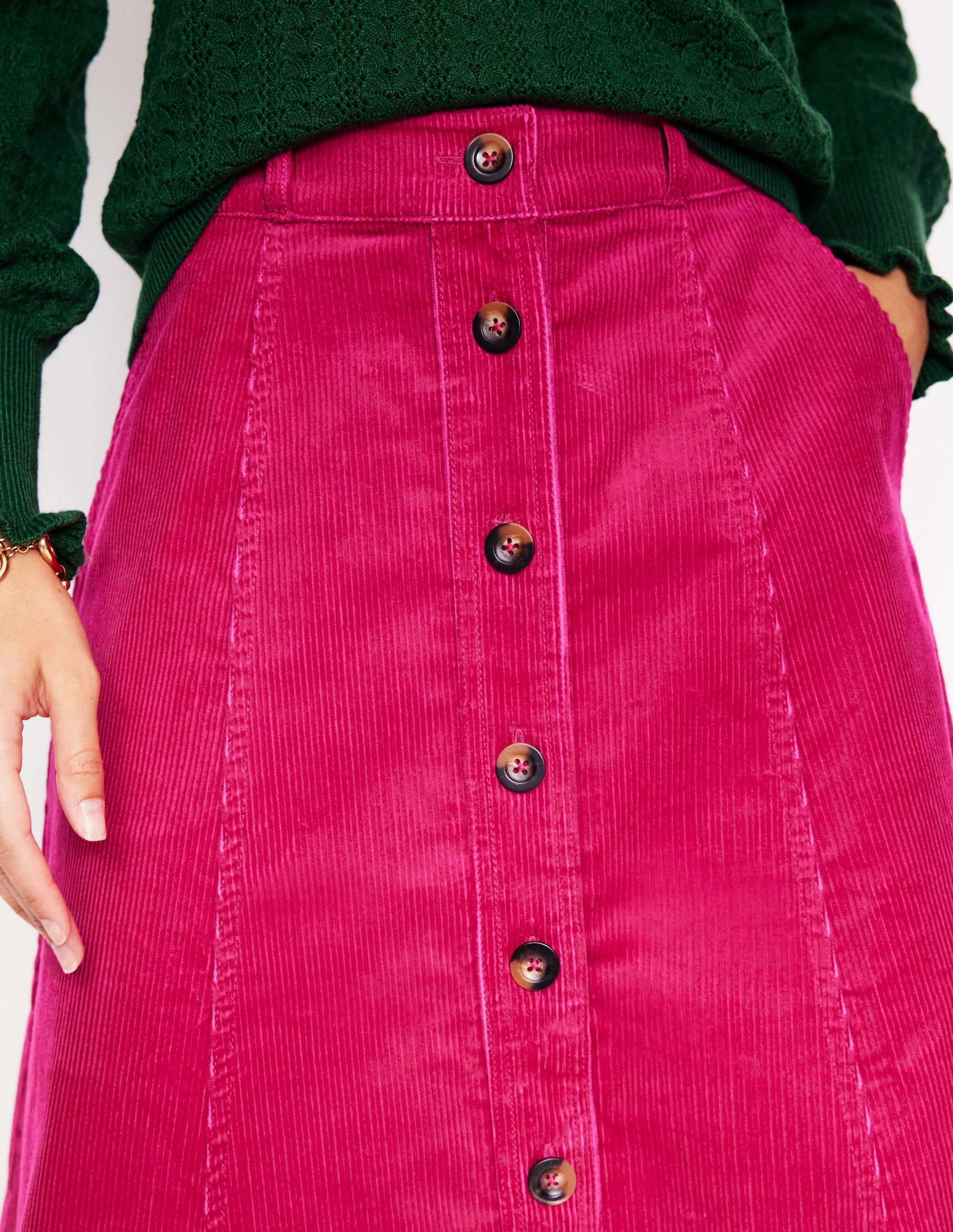 Davina Cord Midi Skirt-Cherry Jam - Image 2