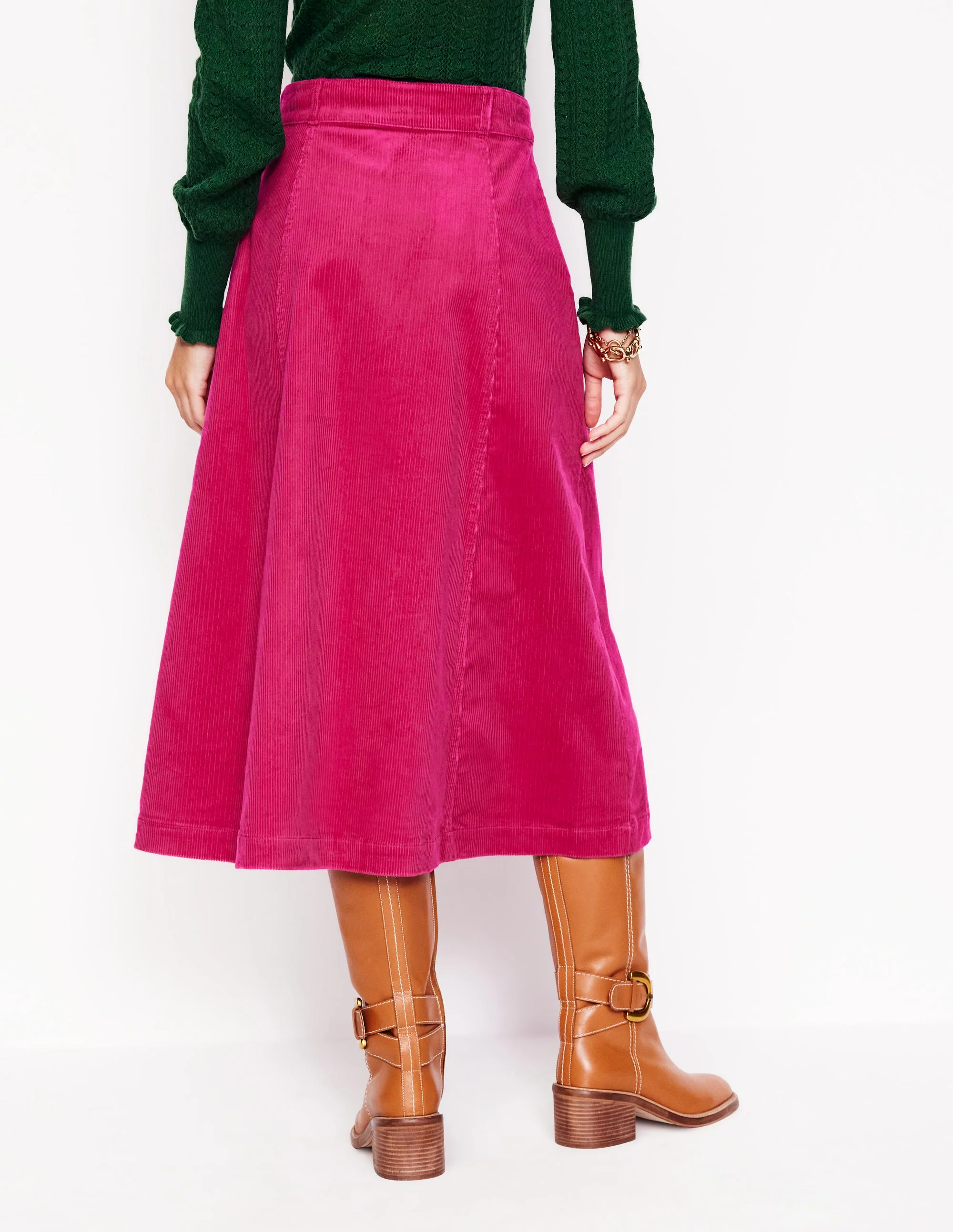 Davina Cord Midi Skirt-Cherry Jam - Image 3