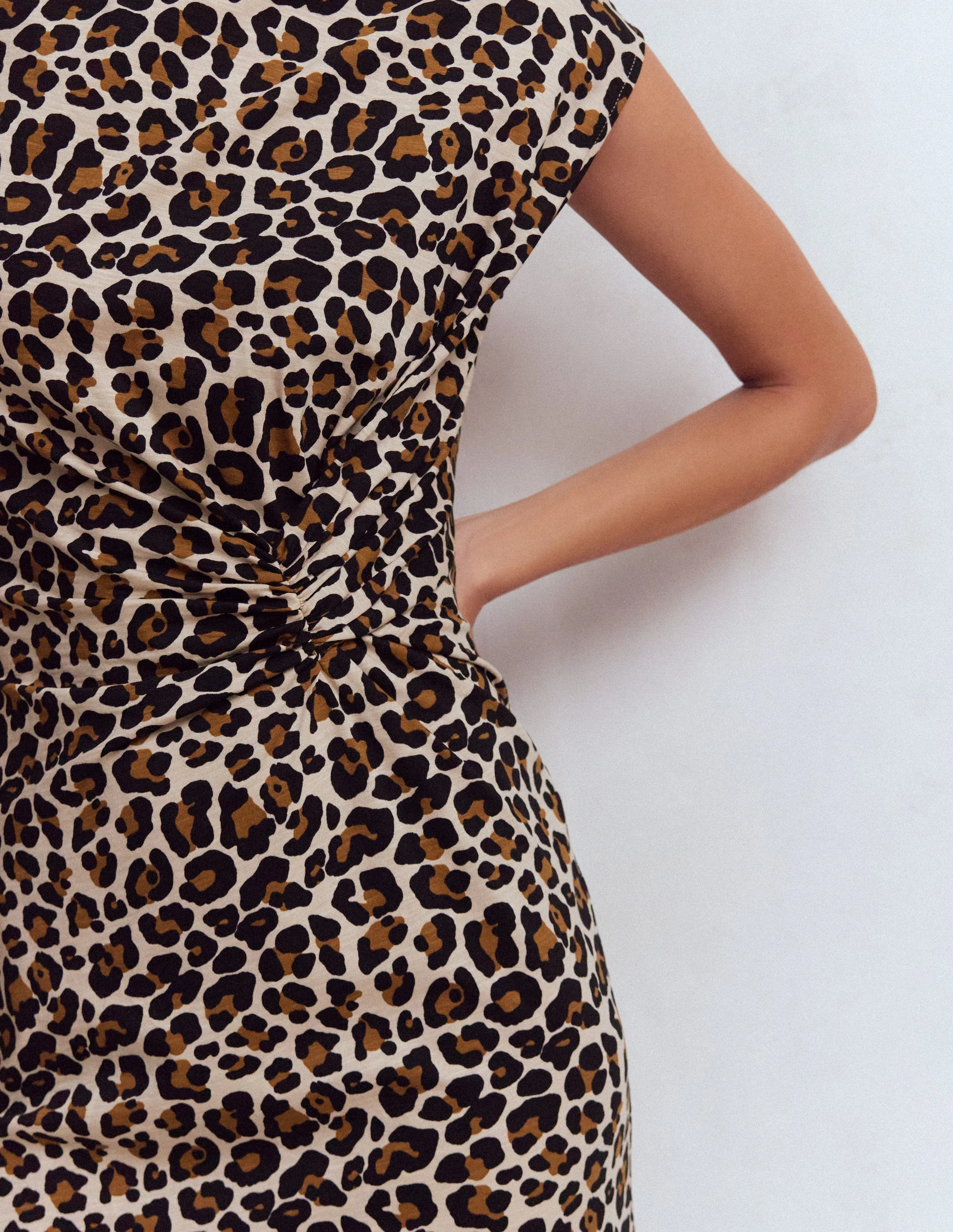 Delilah Twist Midi Dress-Almond Milk, Cheetah Pop - Image 2