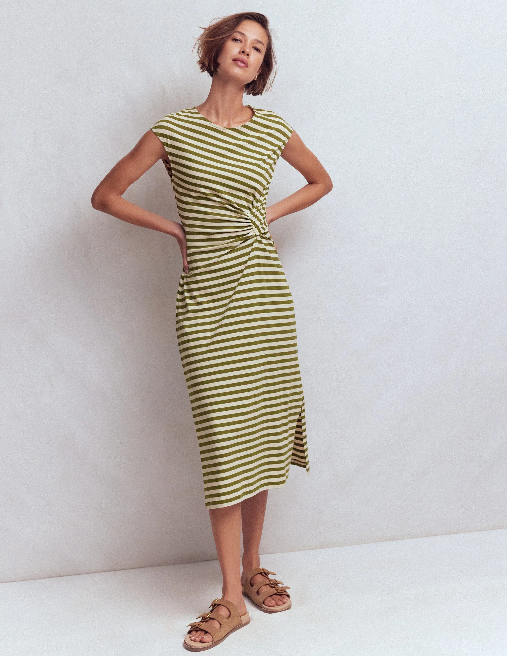 Delilah Twist Midi Dress-Stripe - Image 4